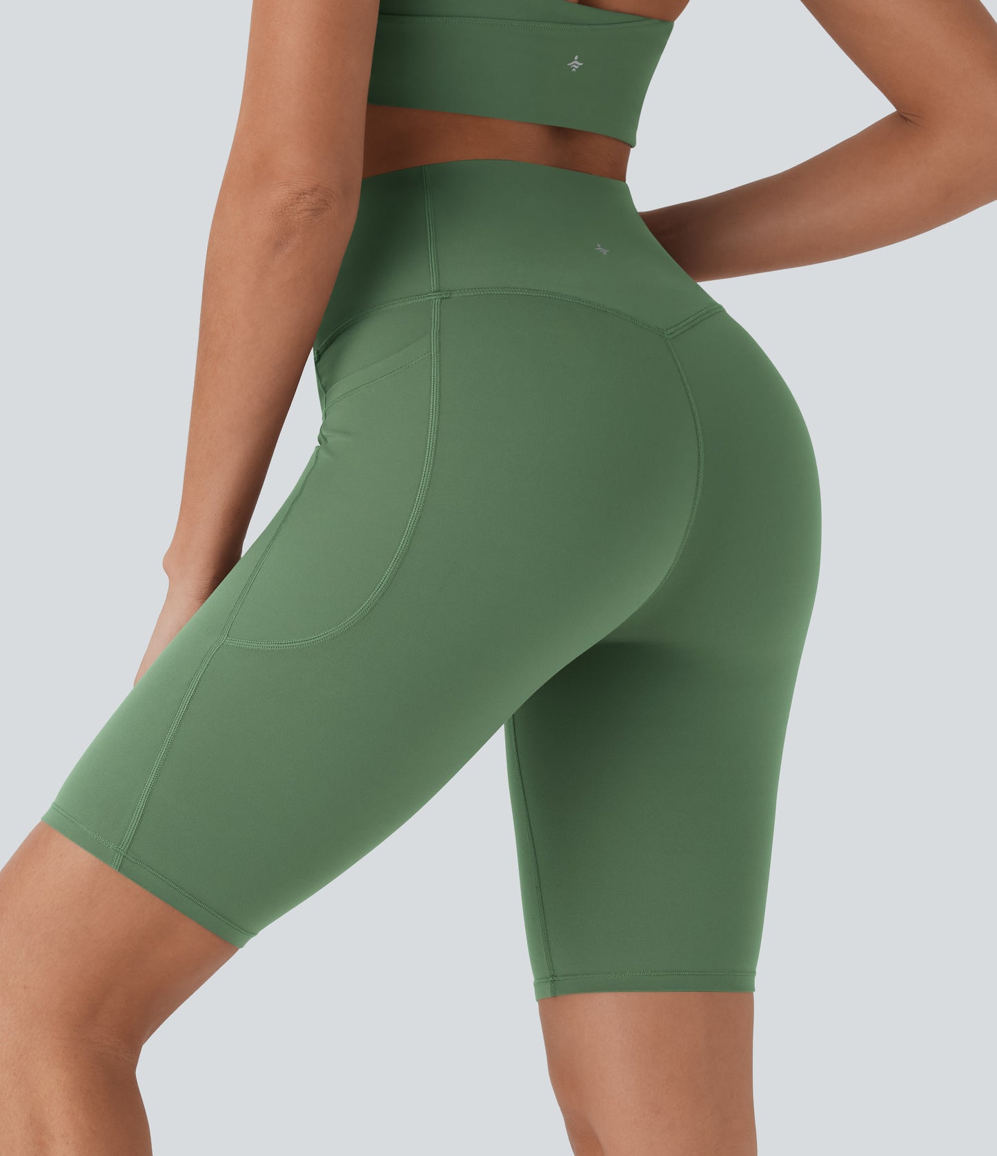 High Waisted Tummy Control Pocket Shaping Training Biker Shorts 9''