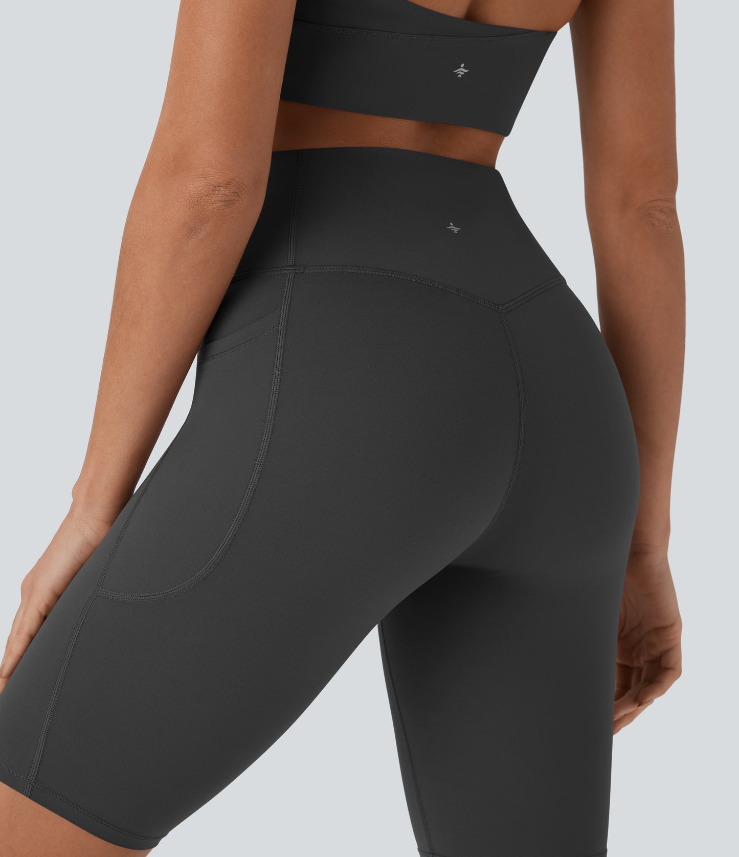 High Waisted Tummy Control Pocket Shaping Training Biker Shorts 9''