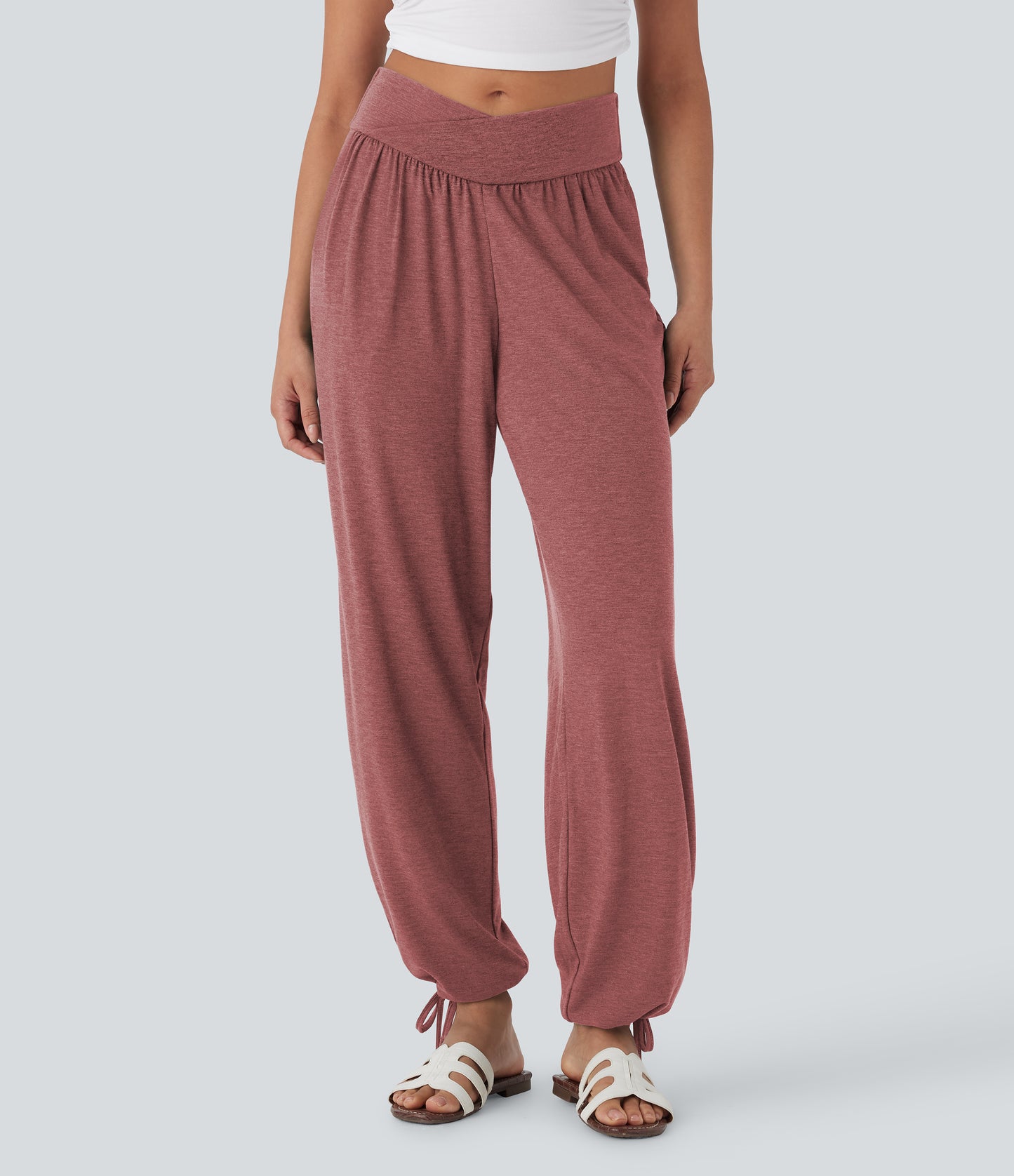 High Waisted Pocket Drawstring Casual Joggers