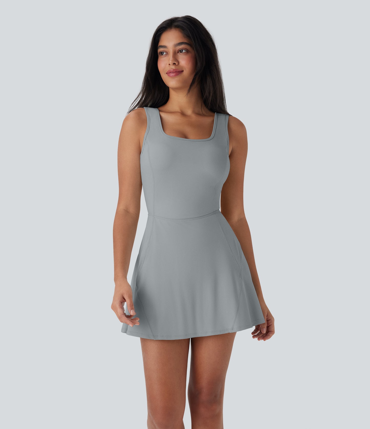 U Neck 2-in-1 Pocket Mini Cool Touch Dance Active Dress-Easy Peezy