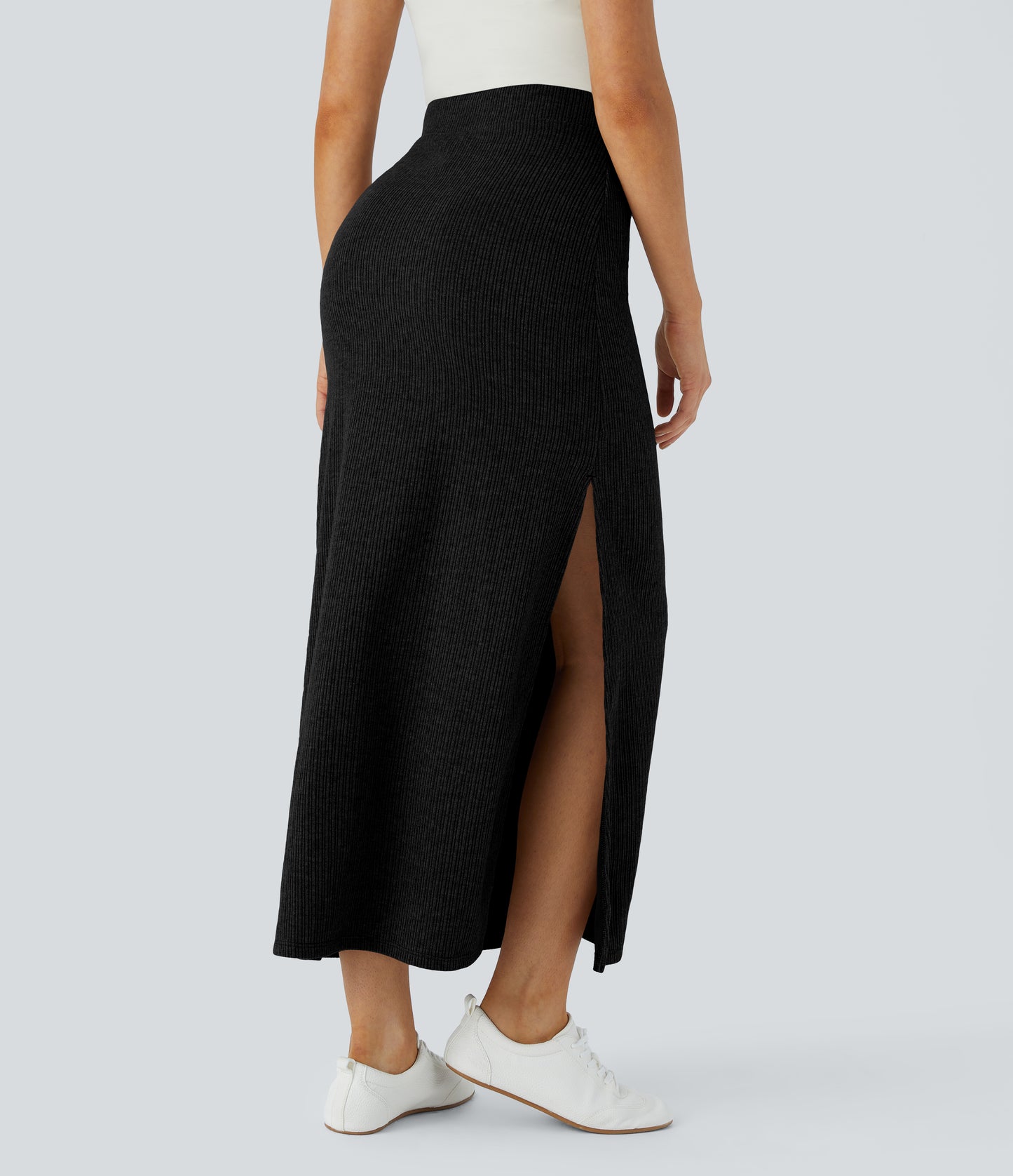 High Waisted Hem A Line Maxi Casual Skirt