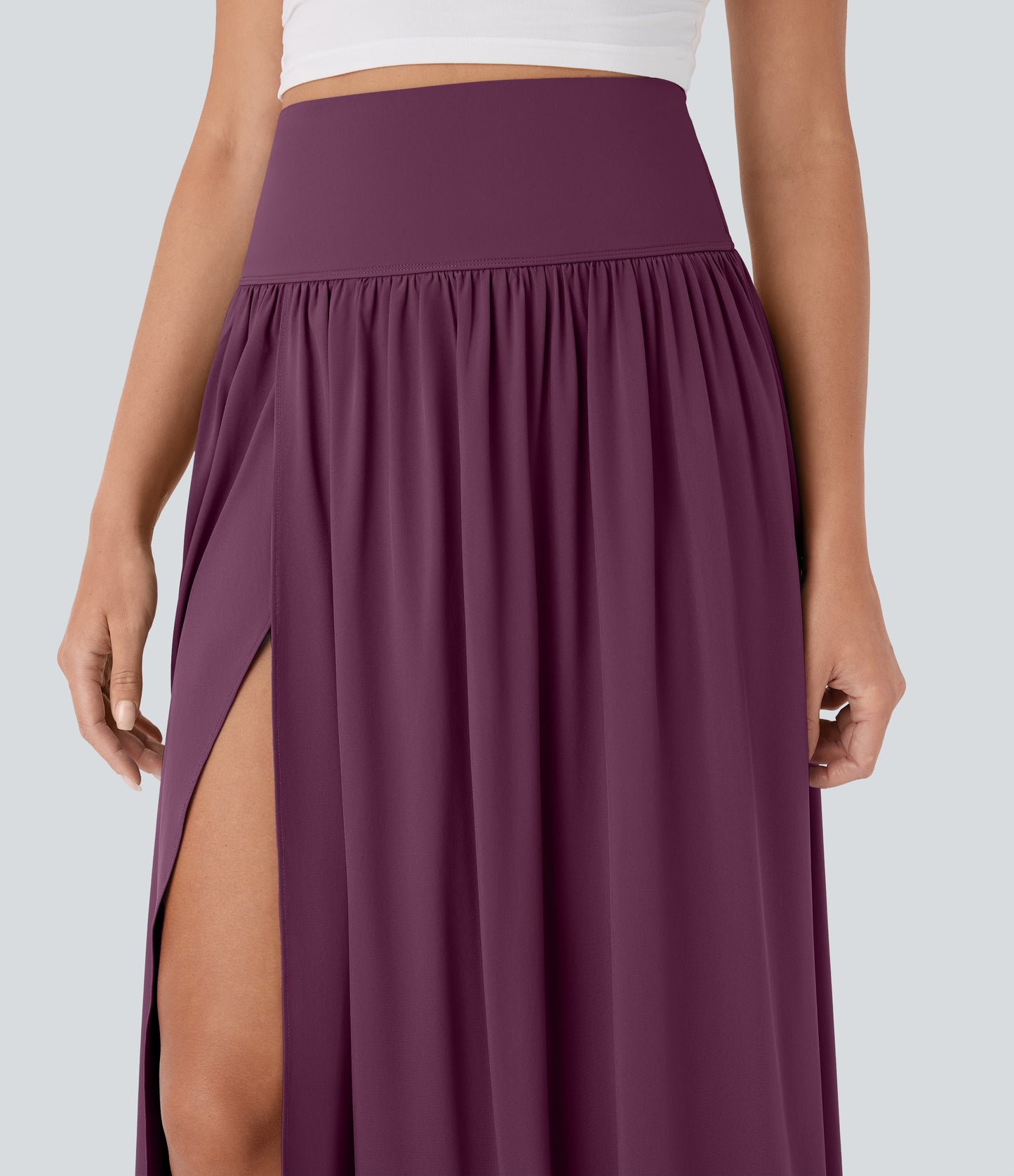 High Waisted Tummy Control 2-in-1 Flowy Quick Dry Maxi Skirt