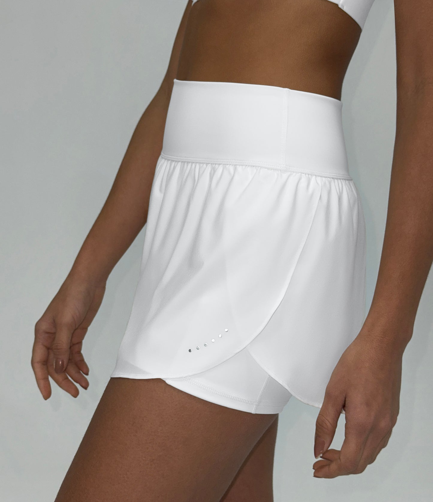 Short de course 2 en 1 à taille haute et points réfléchissants QuickDry, ourlet croisé, poches