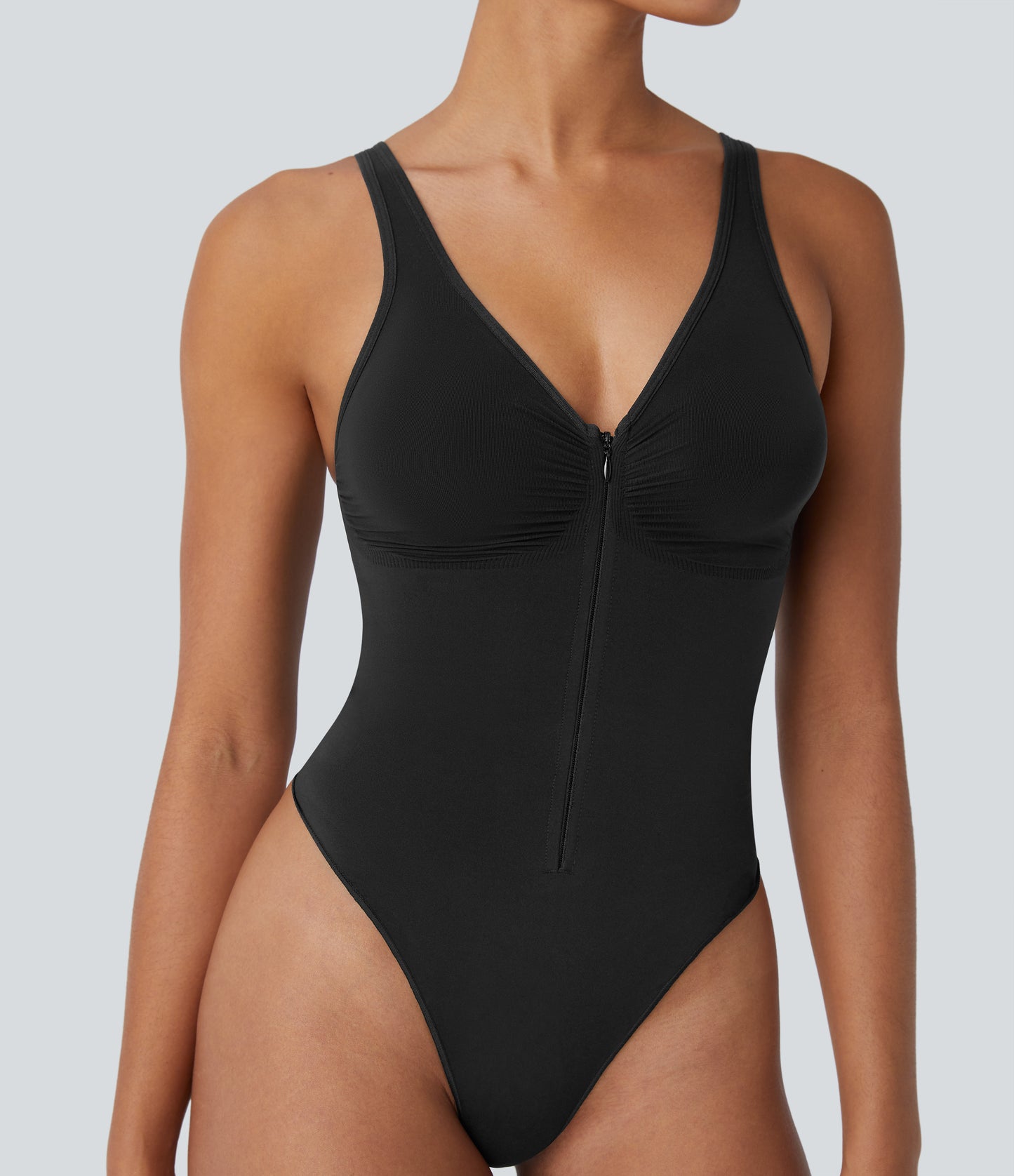 Seamless Flow Zipper Tummy Control Lounge Shapewear Bodysuit