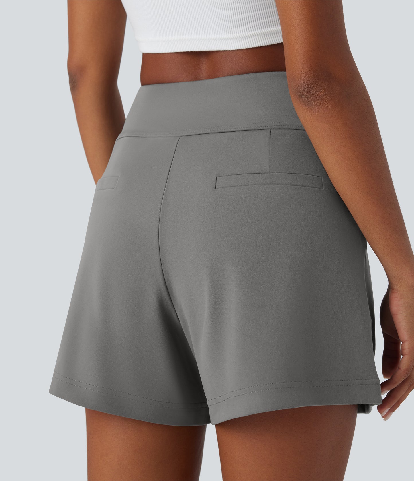 High Waisted Pocket Wide Leg Work Shorts