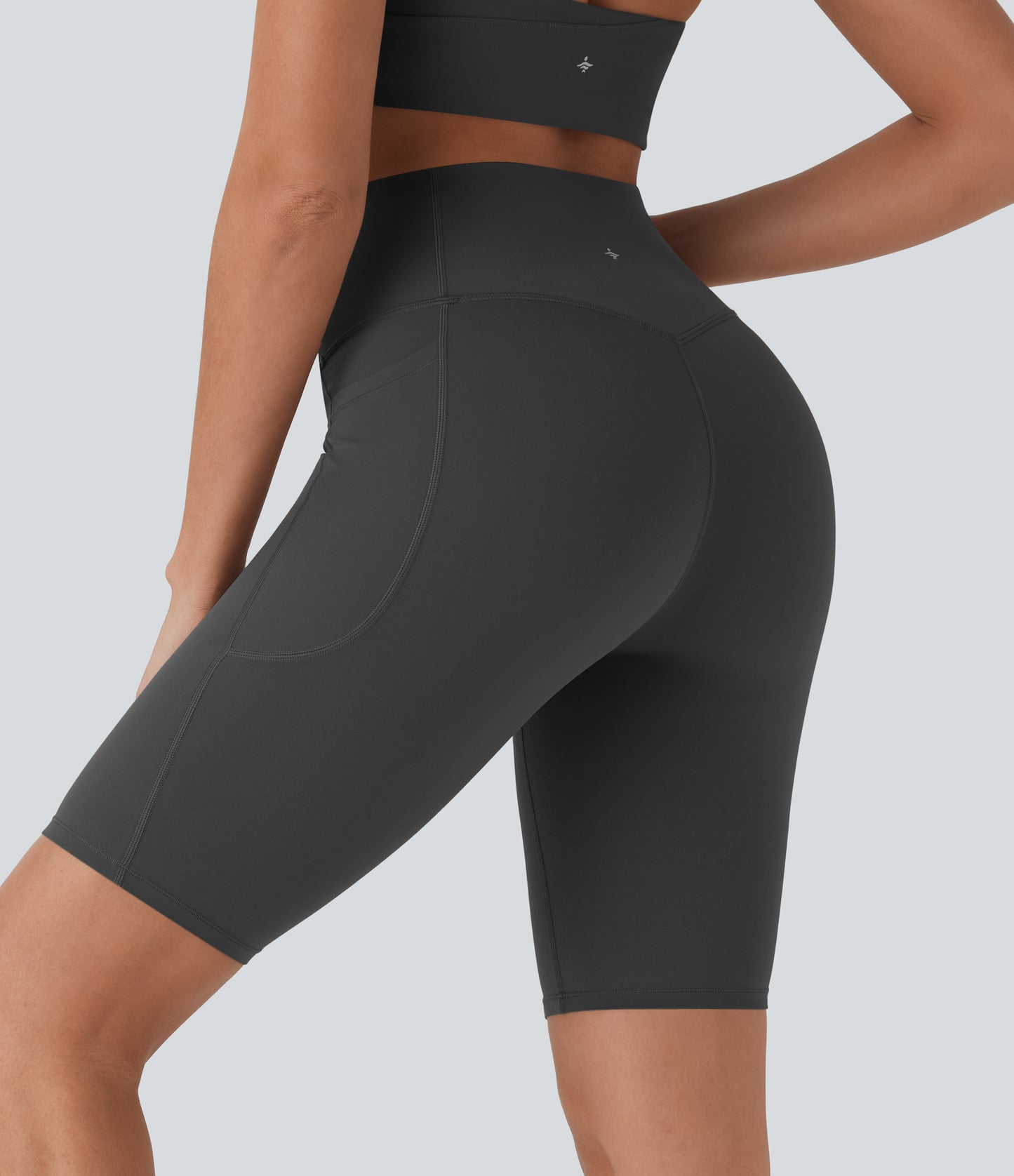 High Waisted Tummy Control Pocket Shaping Training Biker Shorts 9''