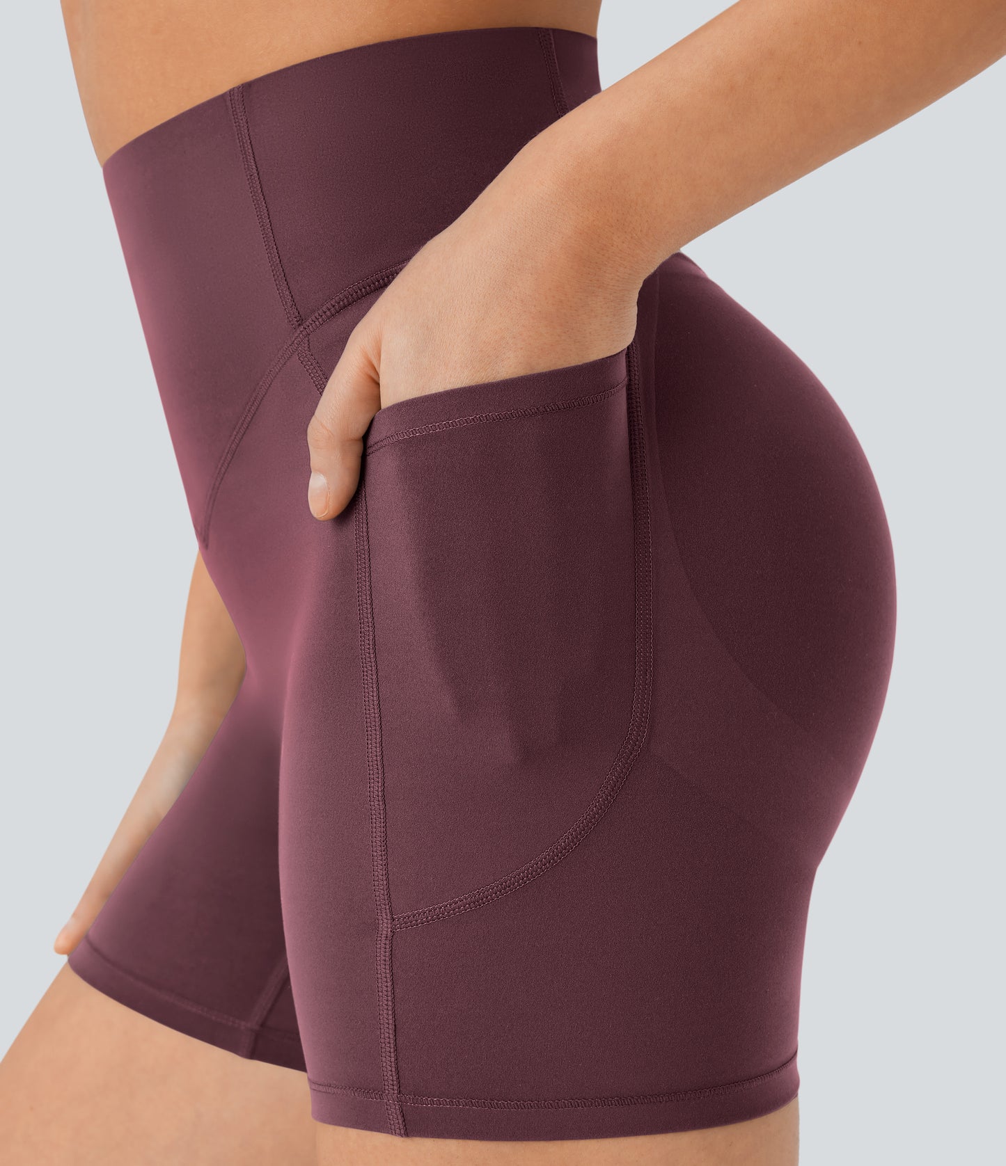 Høy midje, skrumpet rumpeløftende, magekontroll, formende sidelommer, treningsbiker-shorts 12,5 cm