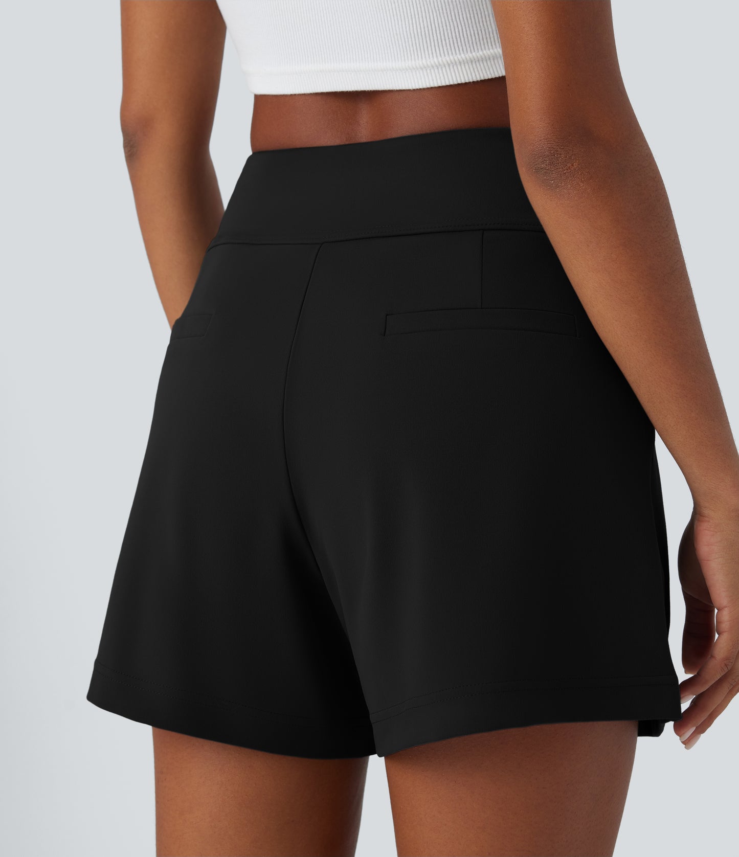 High Waisted Pocket Wide Leg Work Shorts