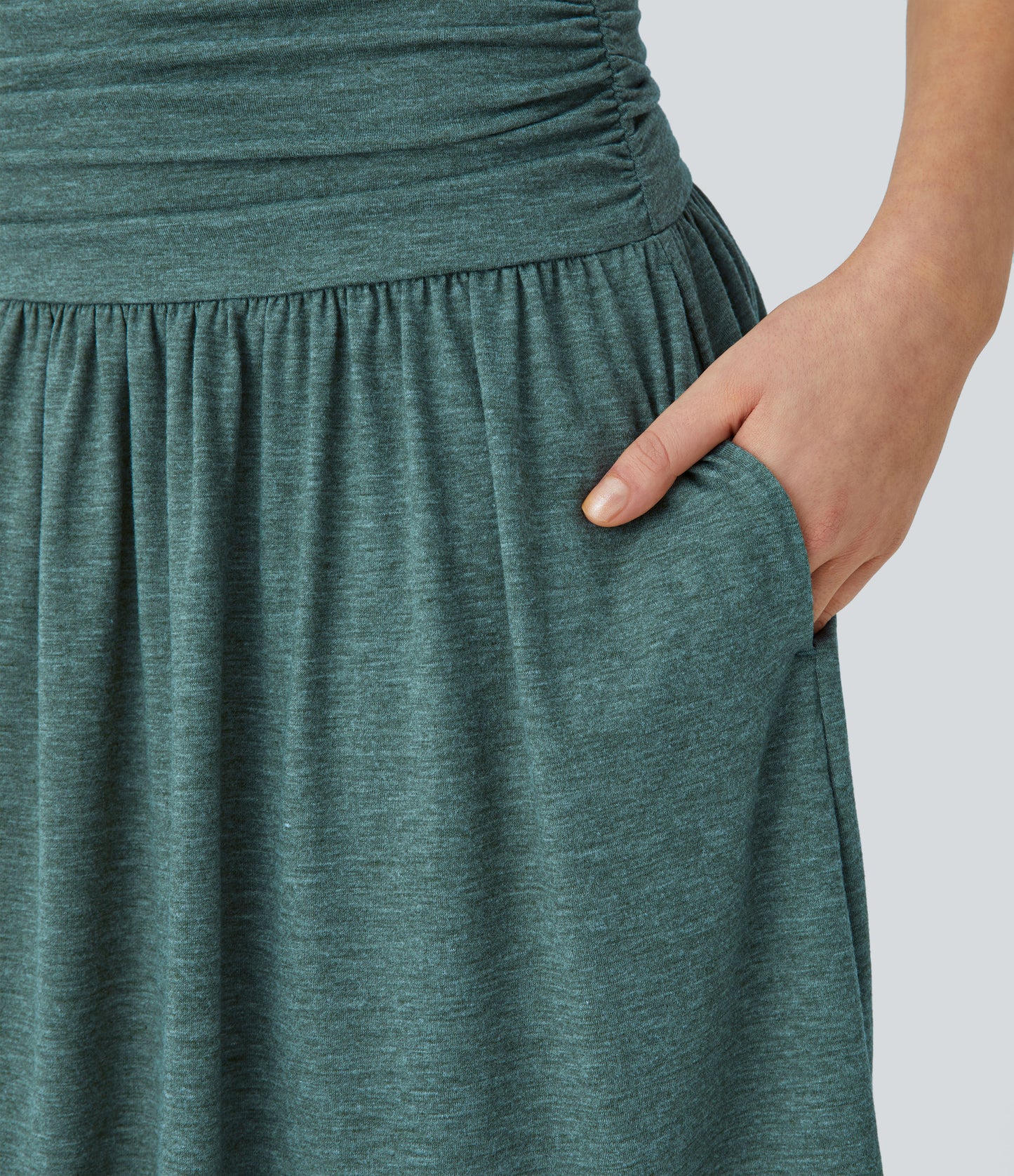 High Waisted Ruched Pocket Flowy Skirt