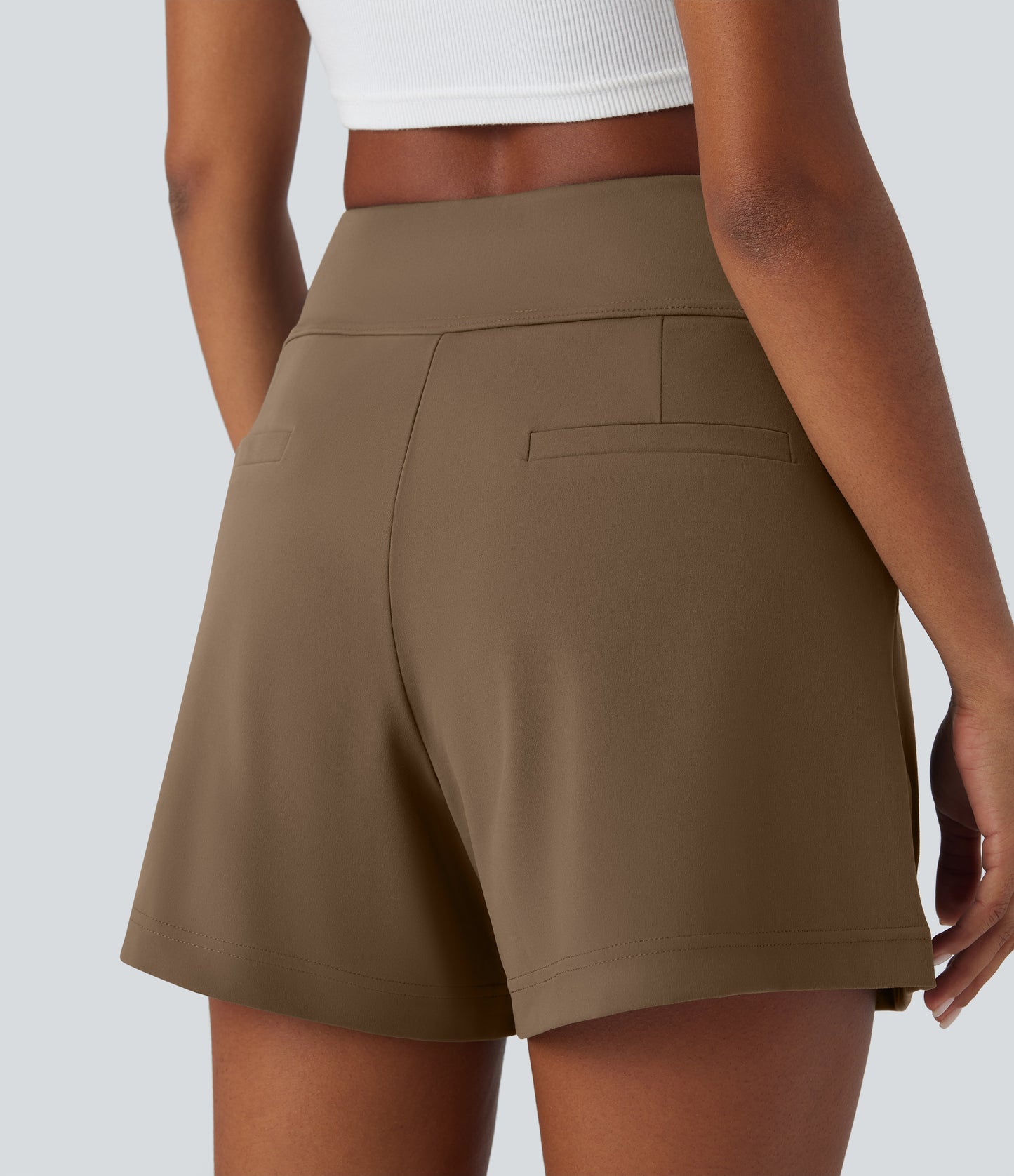 High Waisted Pocket Wide Leg Work Shorts