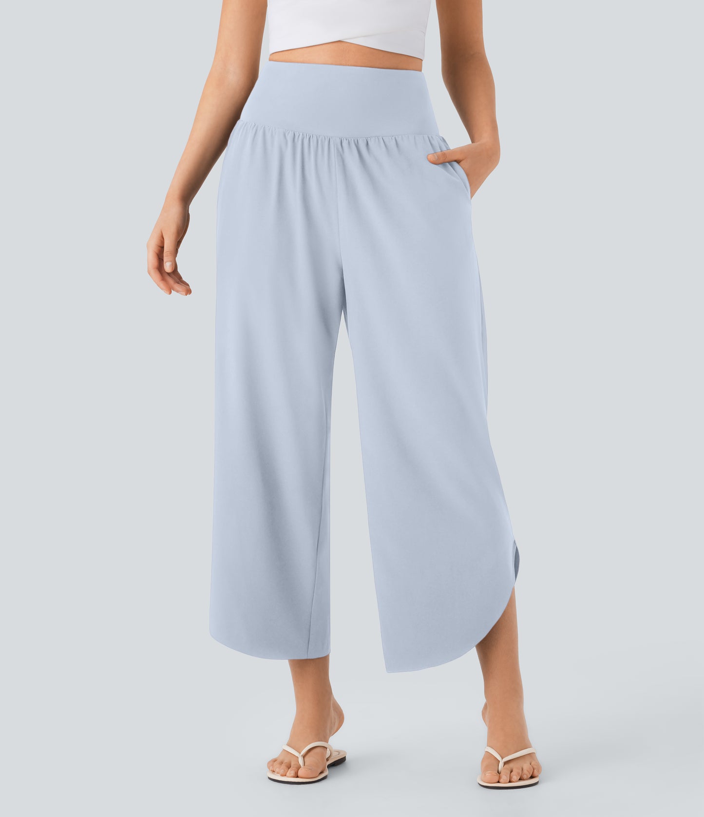 High Waisted Tummy Control Pocket Hem Quick Dry Pants
