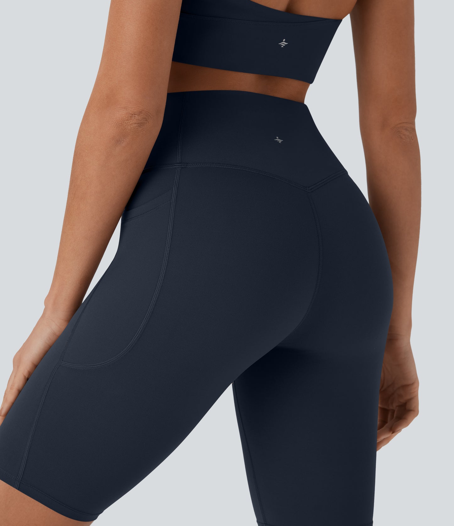 High Waisted Tummy Control Pocket Shaping Training Biker Shorts 9''