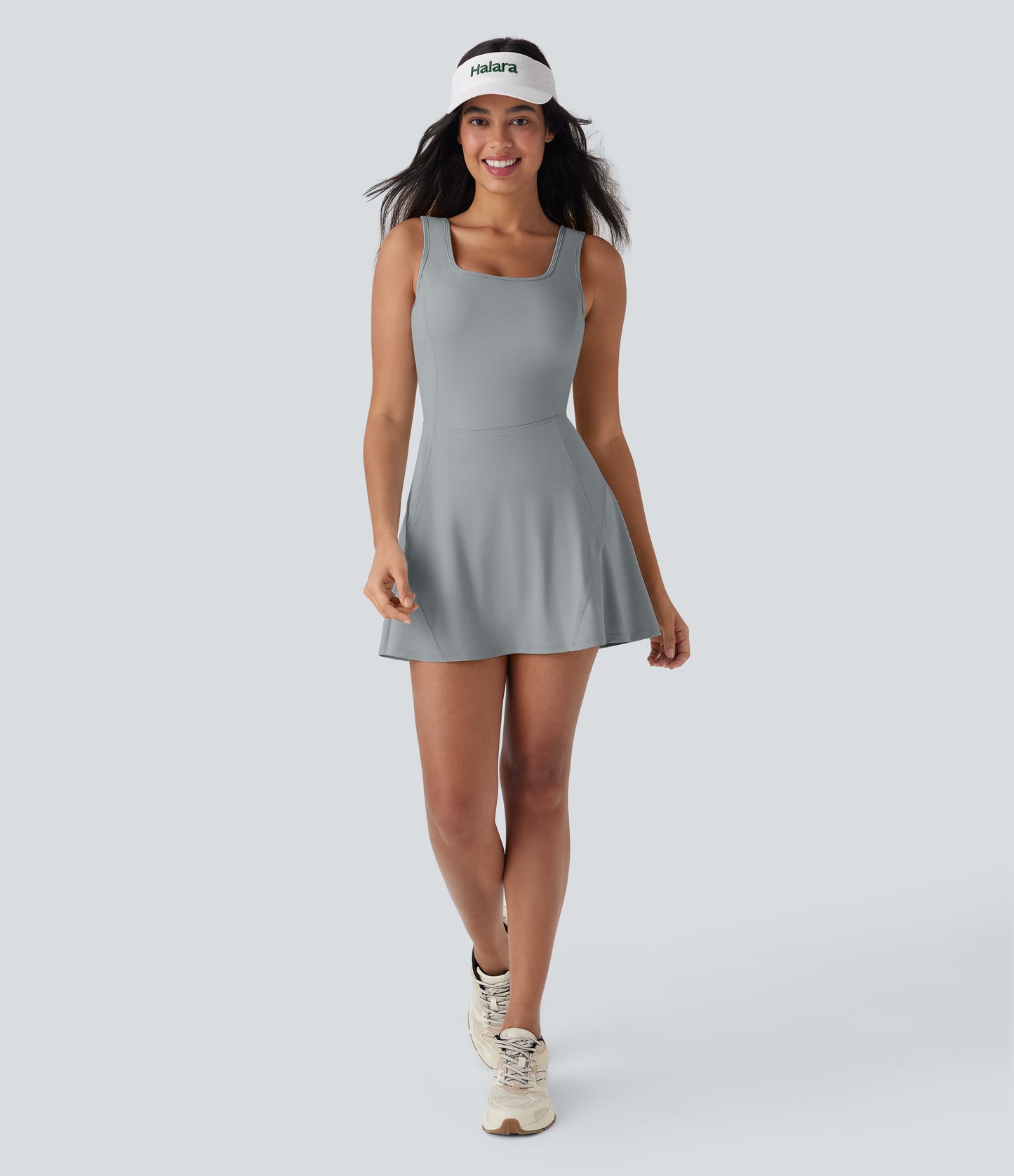 U Neck 2-in-1 Pocket Mini Cool Touch Dance Active Dress-Easy Peezy
