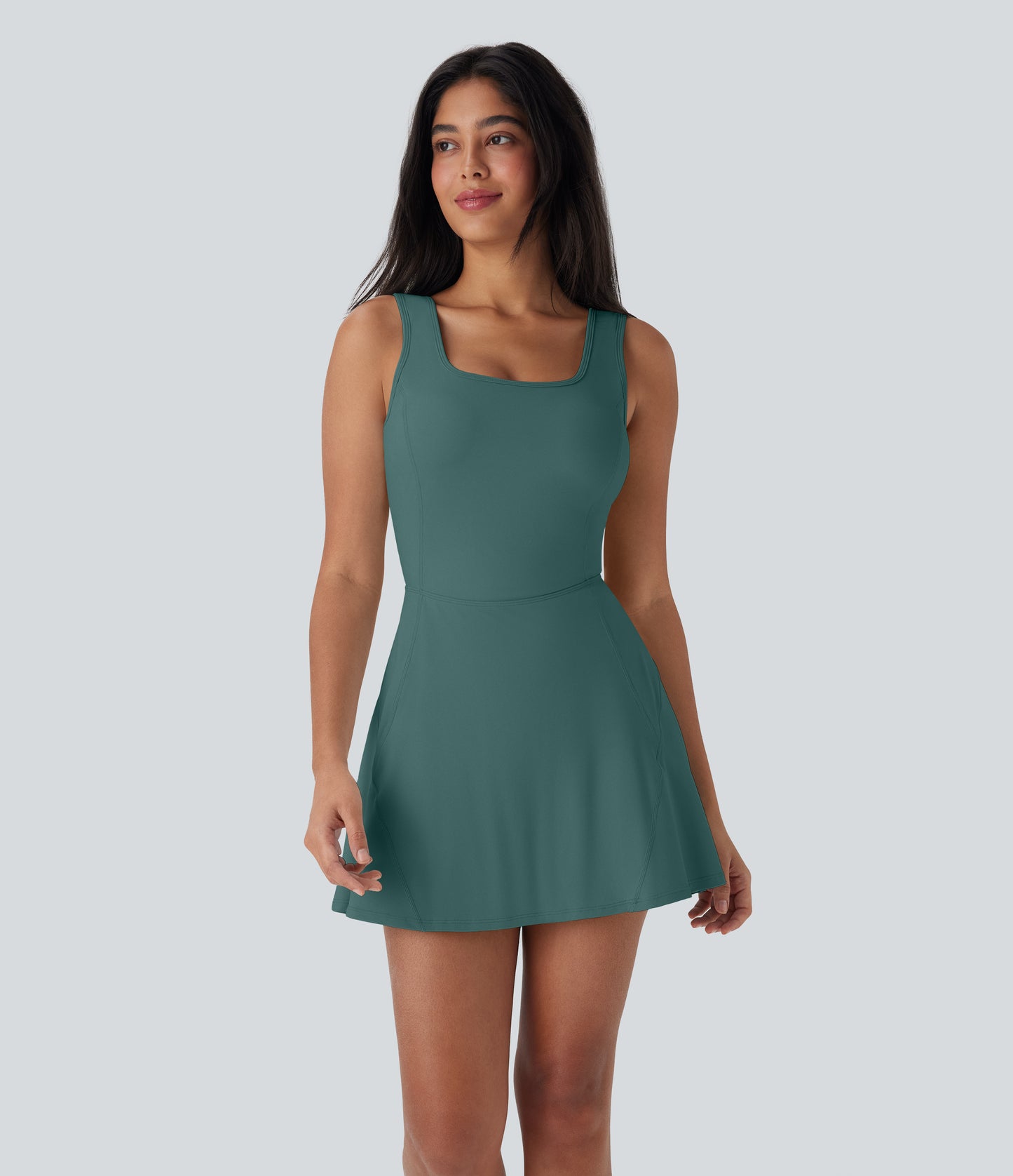 U Neck 2-in-1 Pocket Mini Cool Touch Dance Active Dress-Easy Peezy