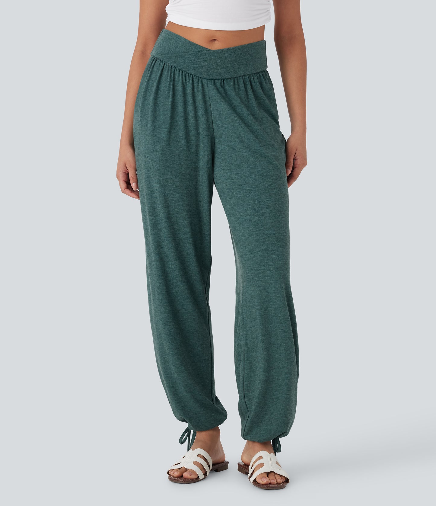 High Waisted Pocket Drawstring Casual Joggers