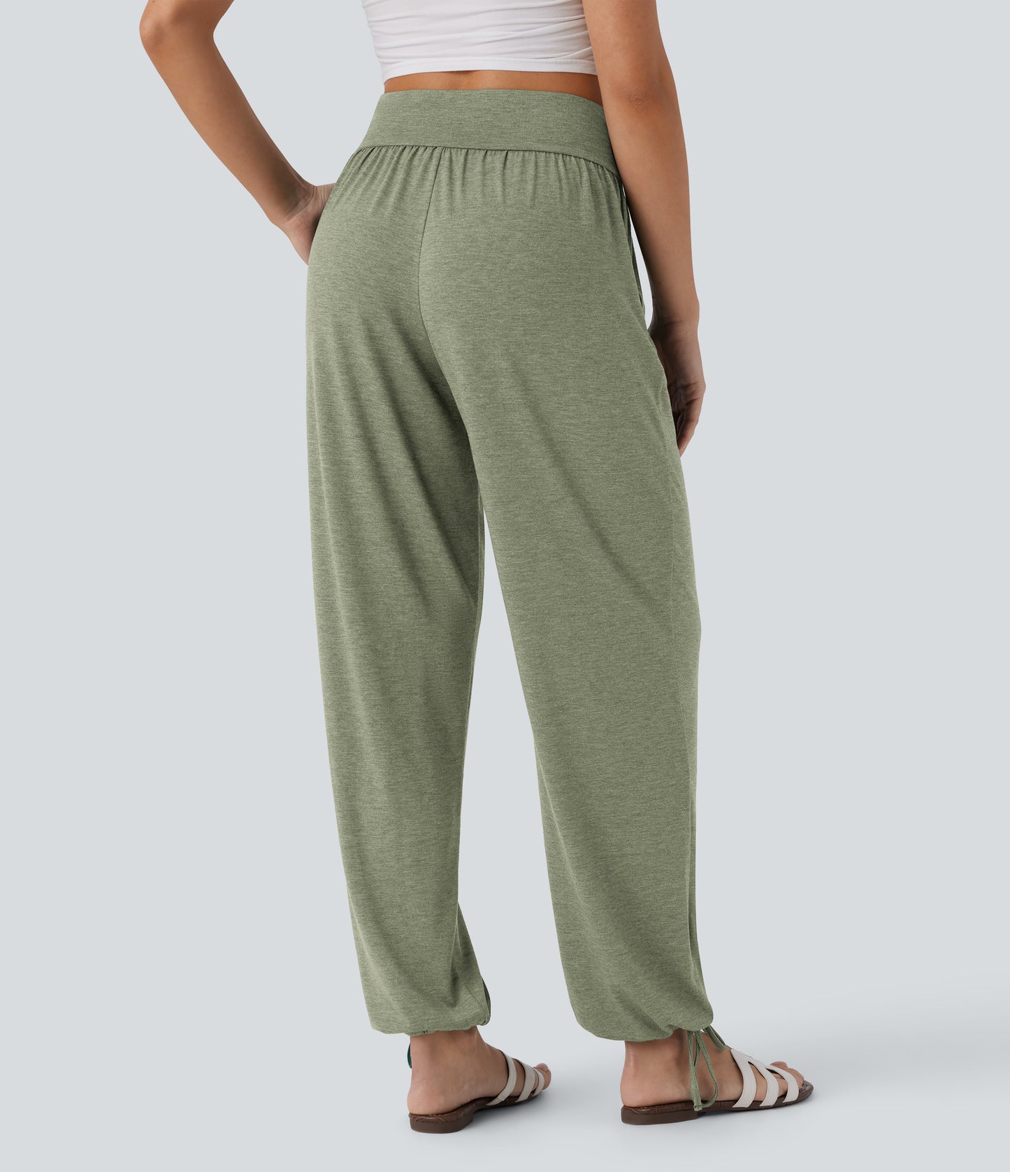 High Waisted Pocket Drawstring Casual Joggers