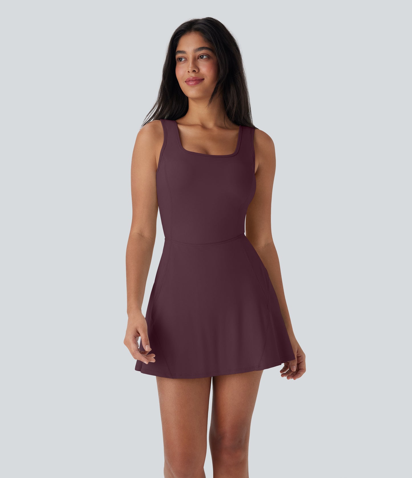 U Neck 2-in-1 Pocket Mini Cool Touch Dance Active Dress-Easy Peezy