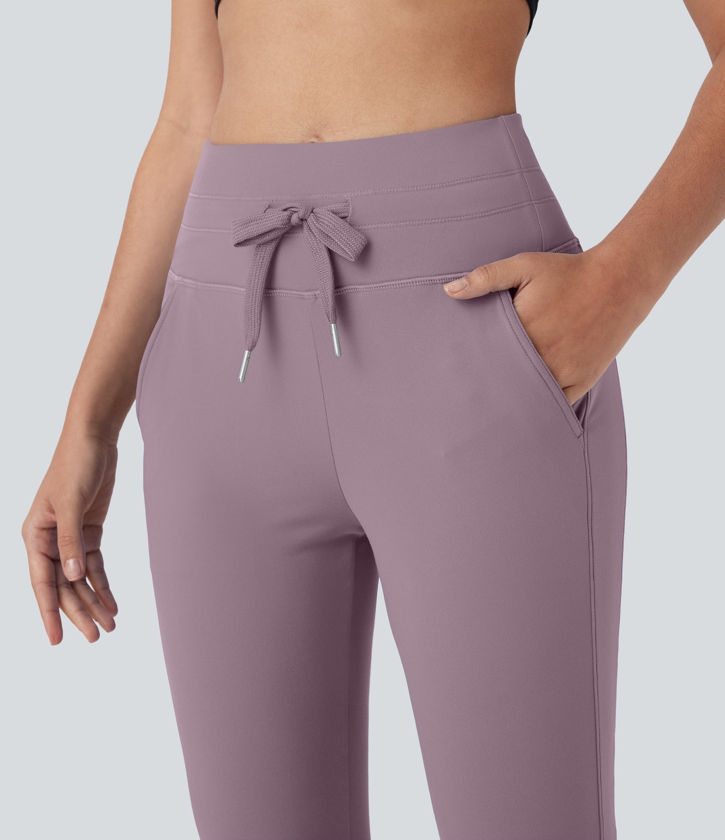 High Waisted Drawstring Pocket Yoga Pedal Pusher Joggers