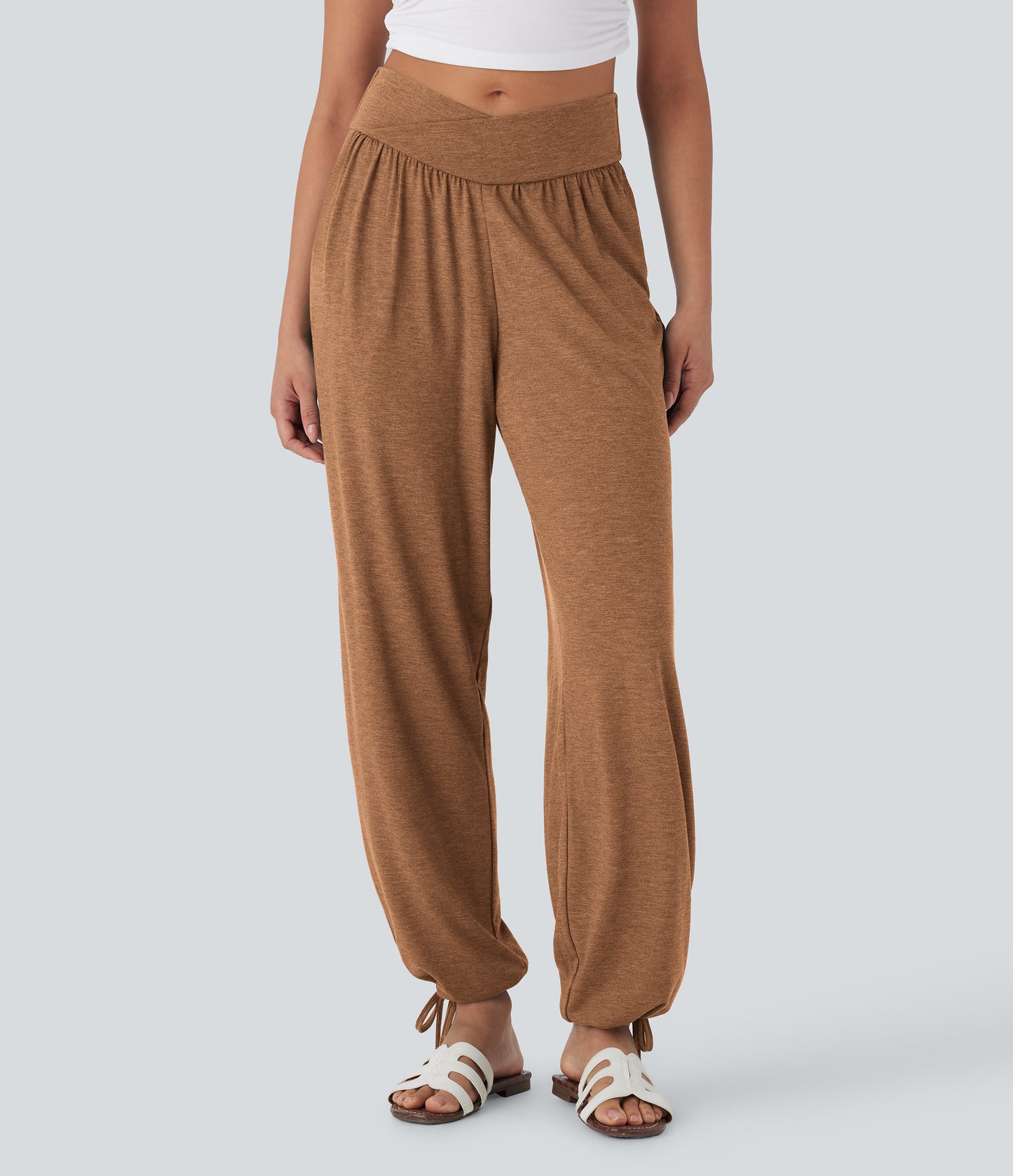 High Waisted Pocket Drawstring Casual Joggers