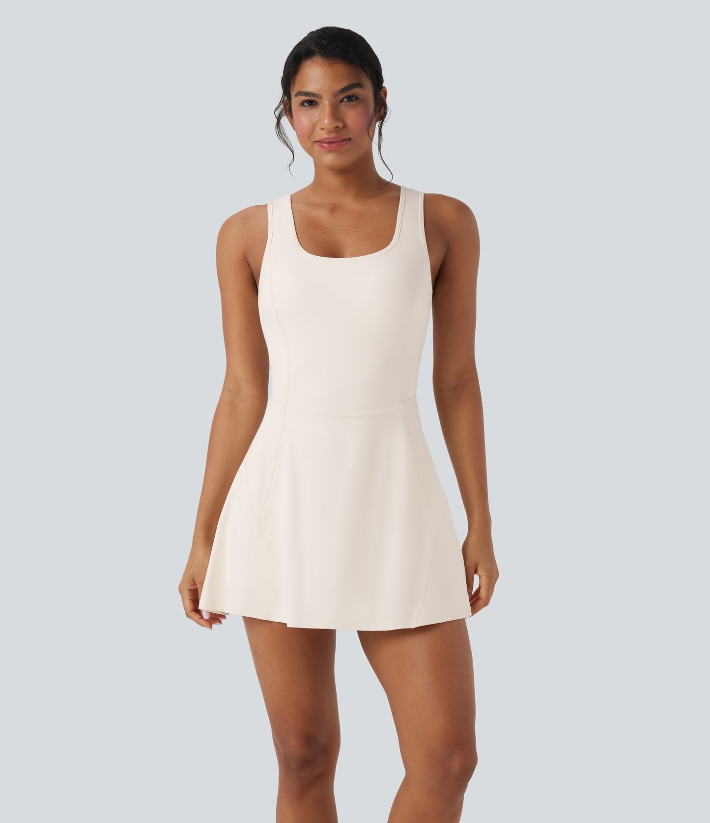 U Neck 2-in-1 Pocket Mini Cool Touch Dance Active Dress-Easy Peezy