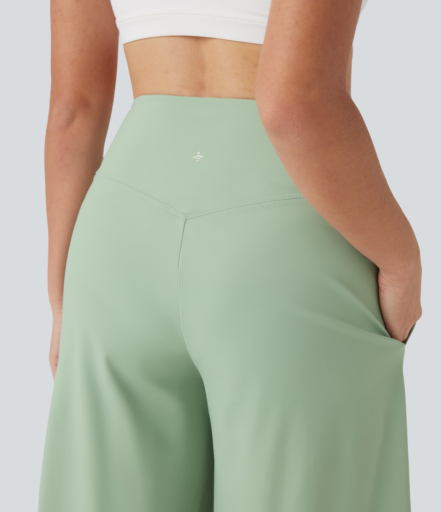 High Waisted Wide Leg Cool Touch Yoga Pedal Pusher Pants with Pockets