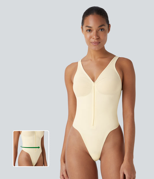 Seamless Flow Zipper Tummy Control Lounge Shapewear Bodysuit