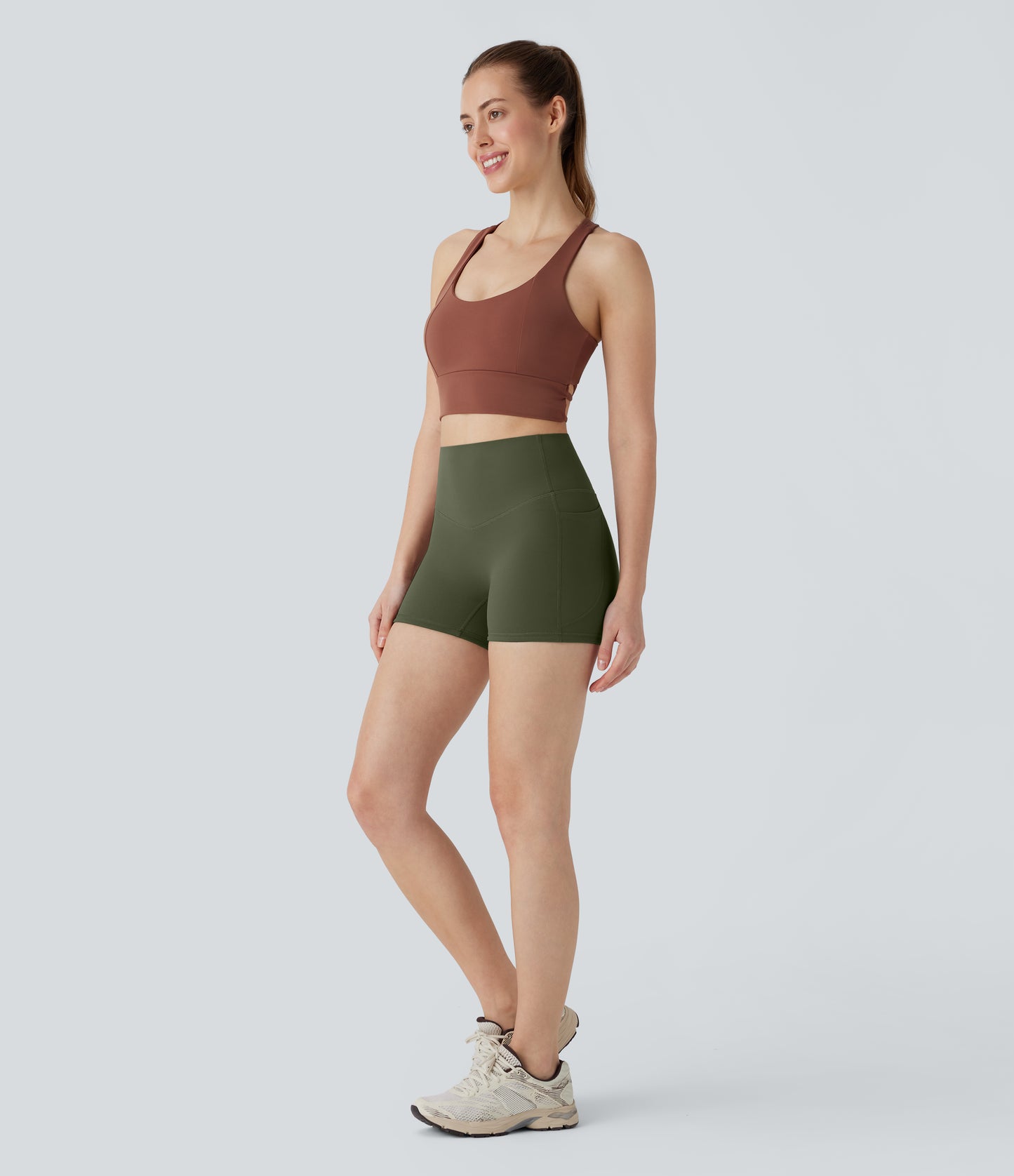 High Waisted Tummy Control Pocket Shaping Training Biker Shorts 3''