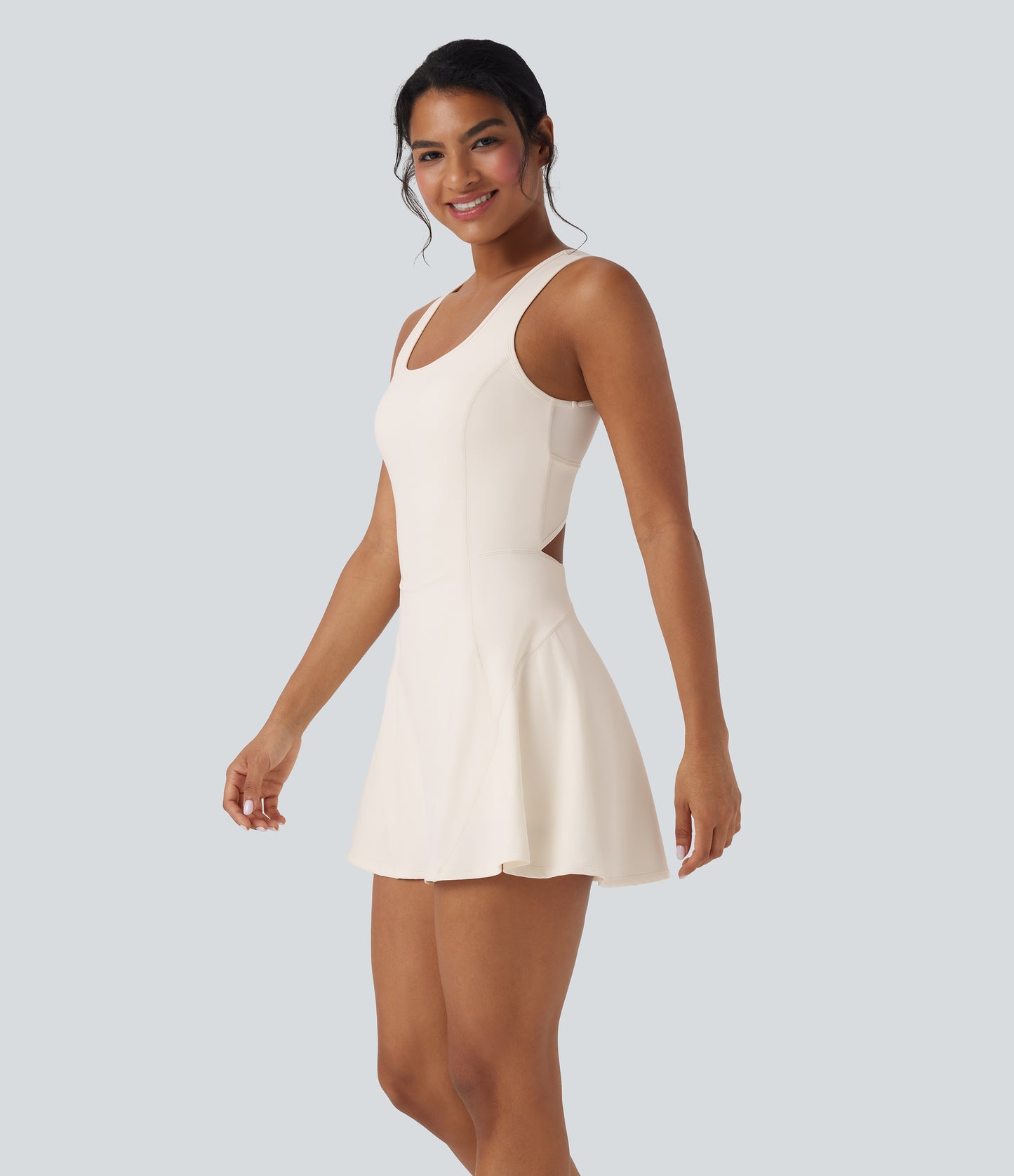 U Neck 2-in-1 Pocket Mini Cool Touch Dance Active Dress-Easy Peezy