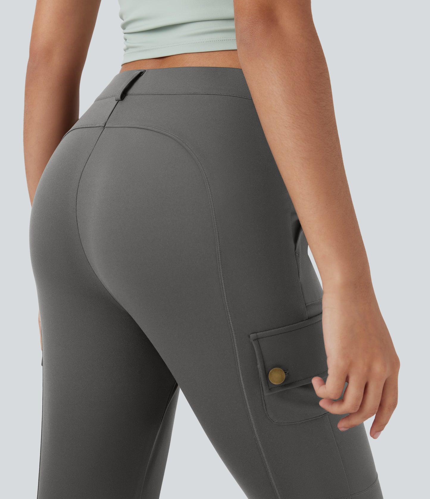High Waisted Zipper Pockets Solid Skinny Pedal Pusher Casual Cargo Pants