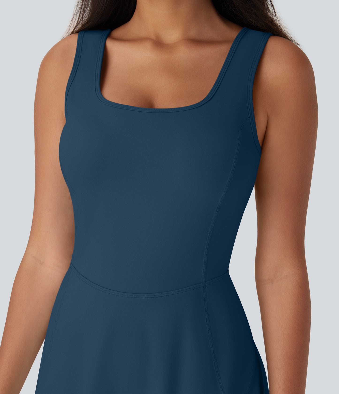 U Neck 2-in-1 Pocket Mini Cool Touch Dance Active Dress-Easy Peezy