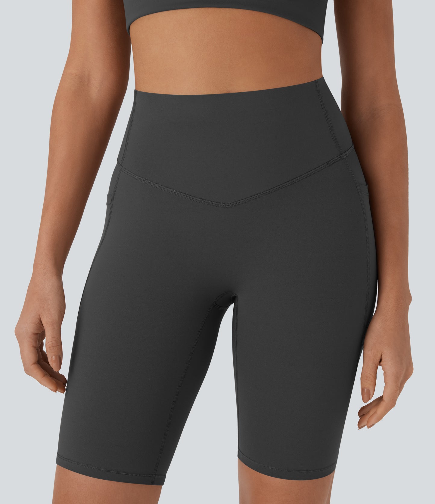 High Waisted Tummy Control Pocket Shaping Training Biker Shorts 9''