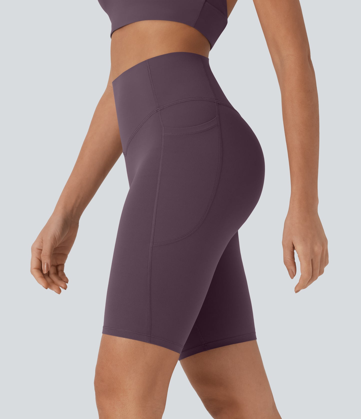 High Waisted Tummy Control Pocket Shaping Training Biker Shorts 9''