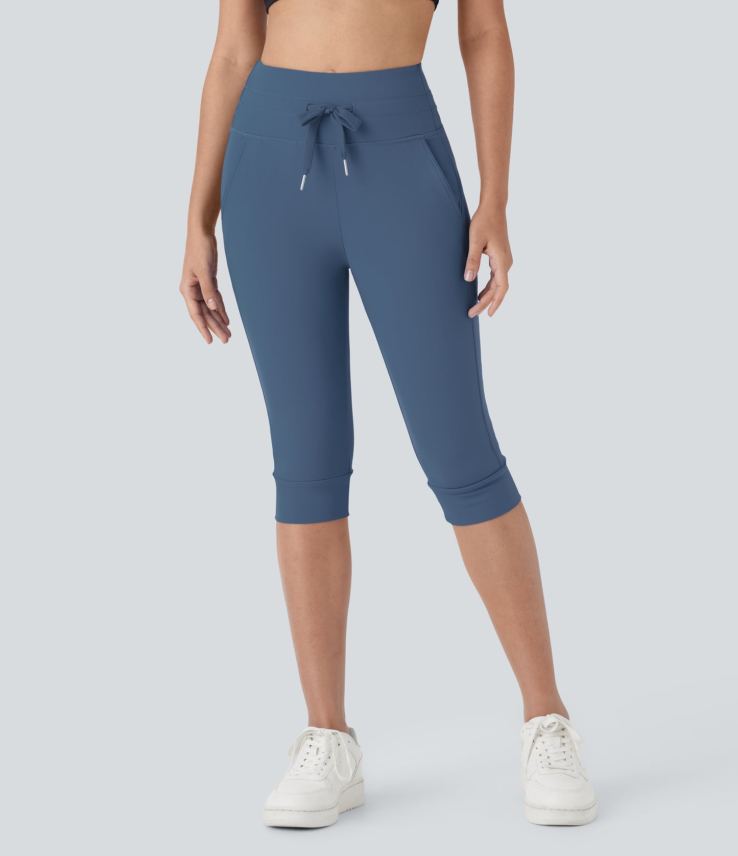 High Waisted Drawstring Pocket Yoga Pedal Pusher Joggers