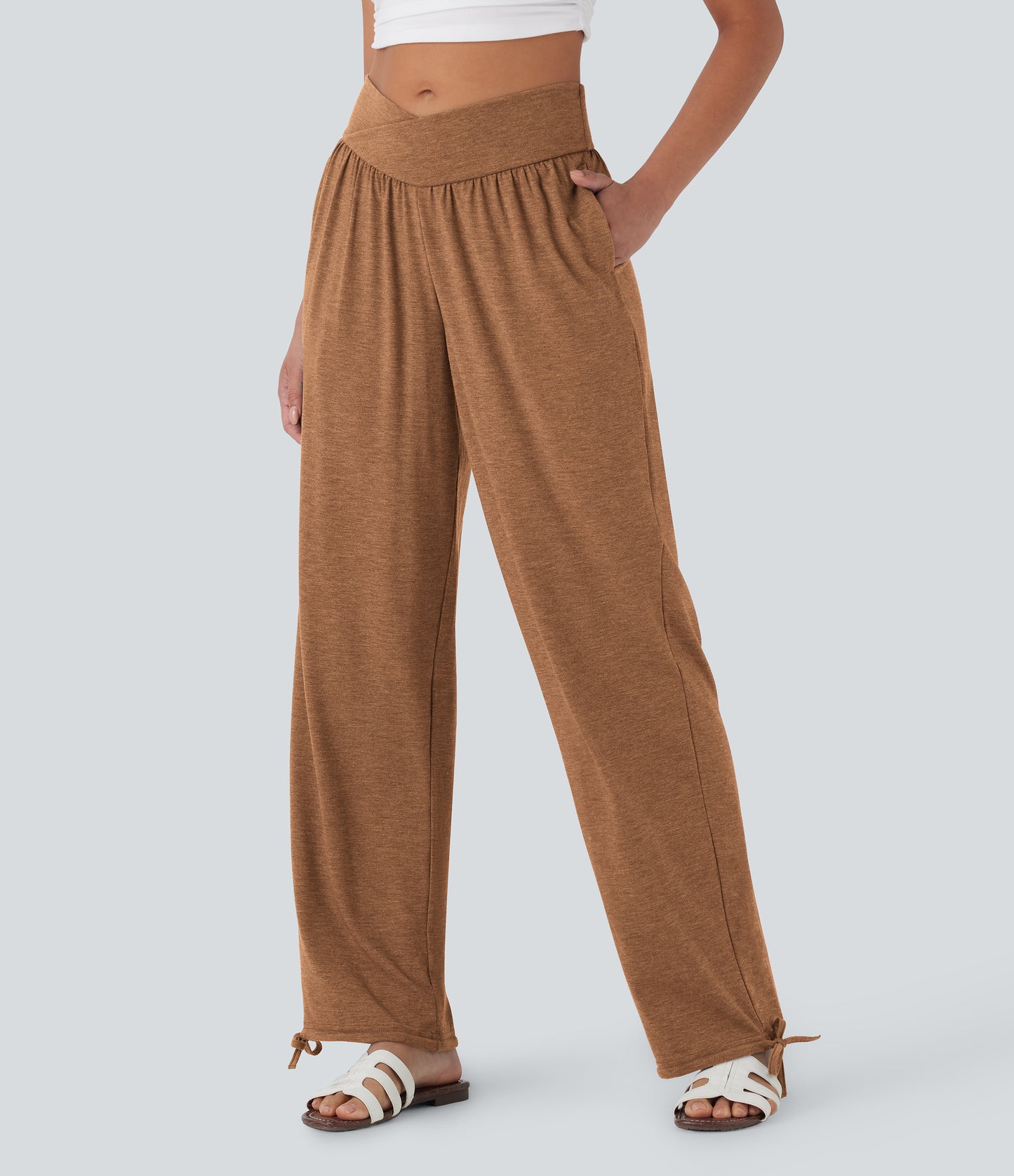 High Waisted Pocket Drawstring Casual Joggers