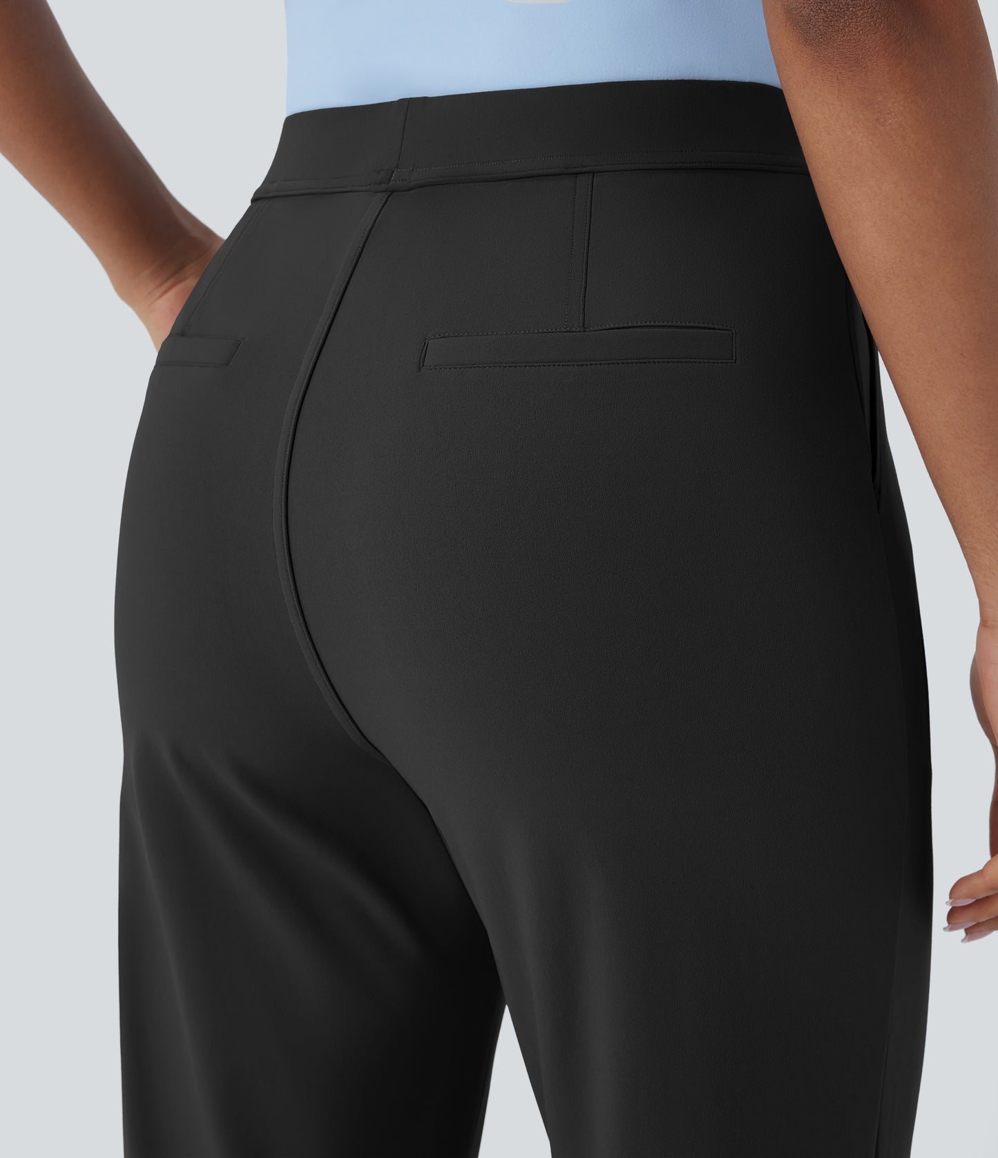 High Waisted Pocket Ankle Length Tapered Work Pants