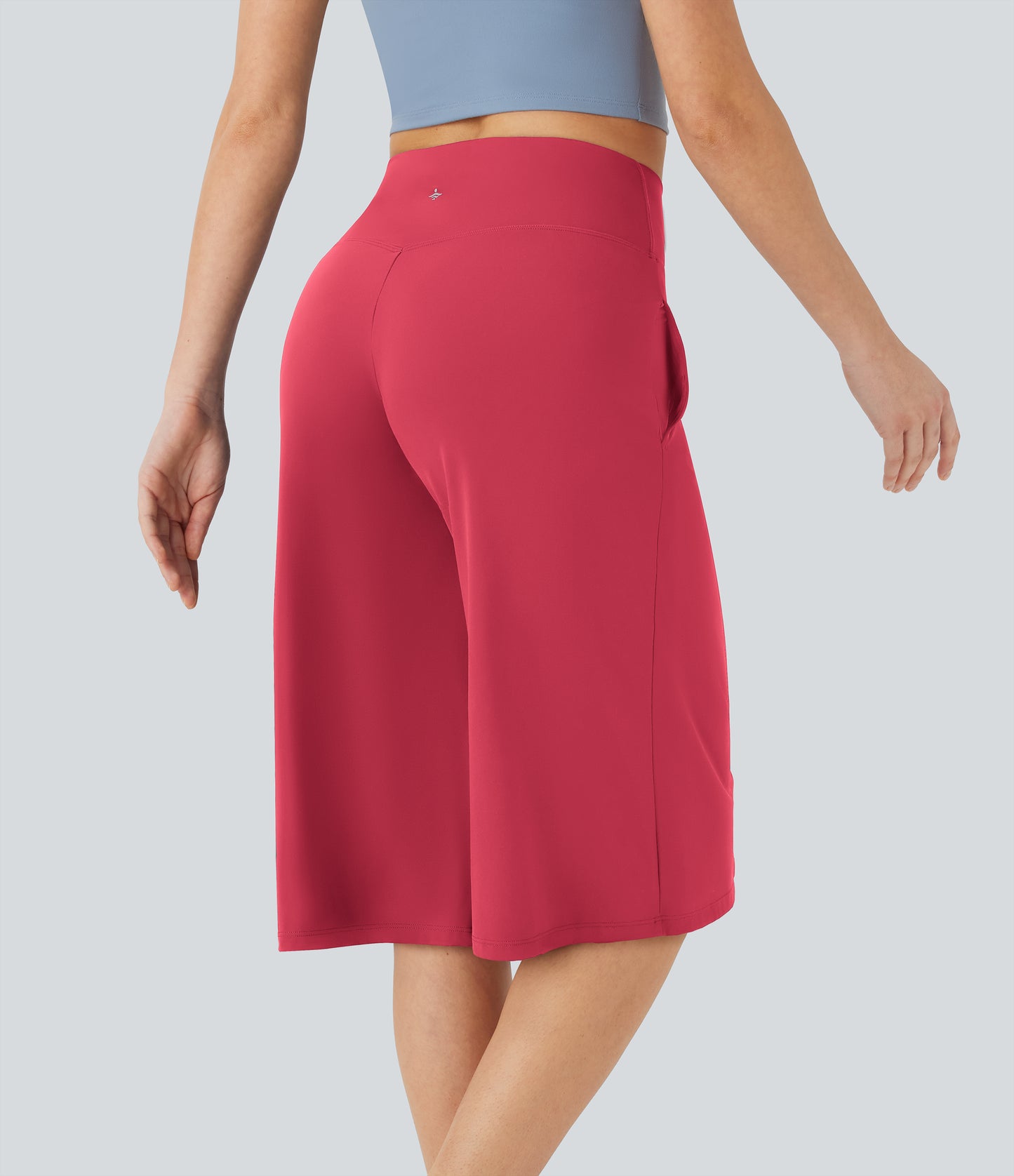 High Waisted Wide Leg Cool Touch Yoga Pedal Pusher Pants with Pockets