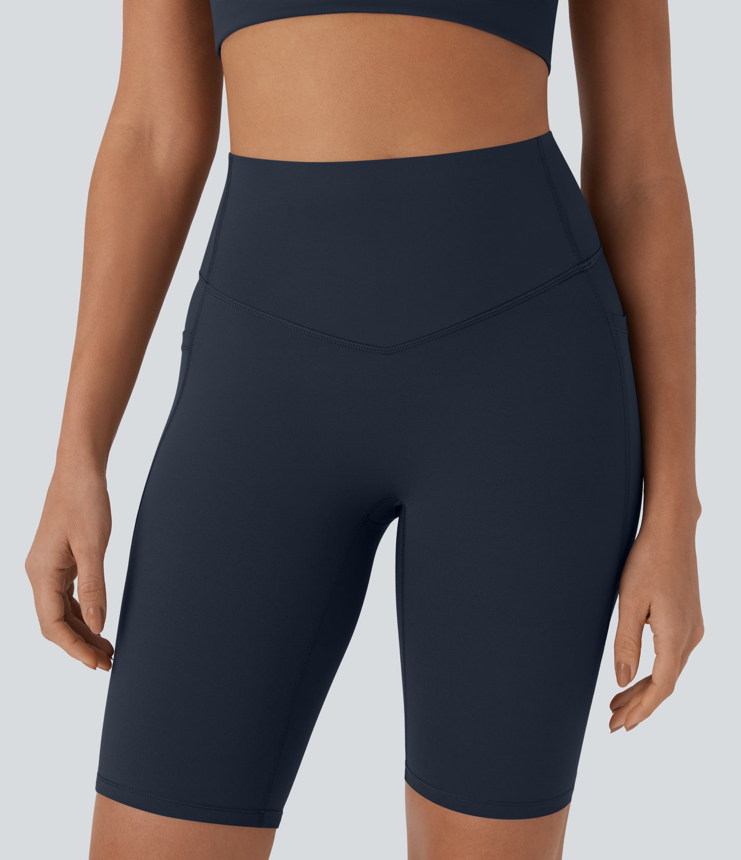 High Waisted Tummy Control Pocket Shaping Training Biker Shorts 9''