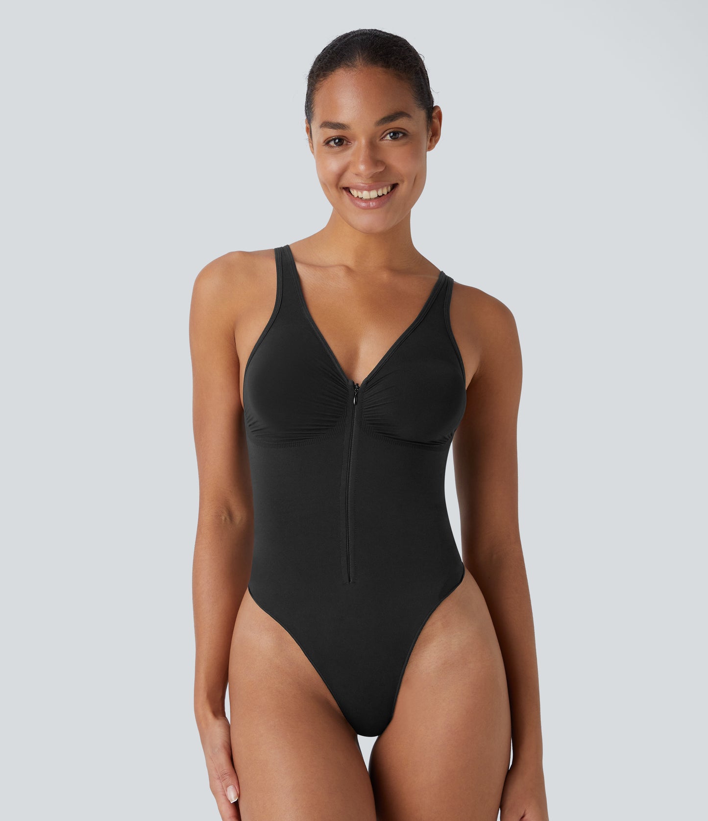 Seamless Flow Zipper Tummy Control Lounge Shapewear Bodysuit