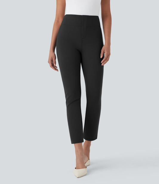 High Waisted Pocket Tapered Cropped Work Pants