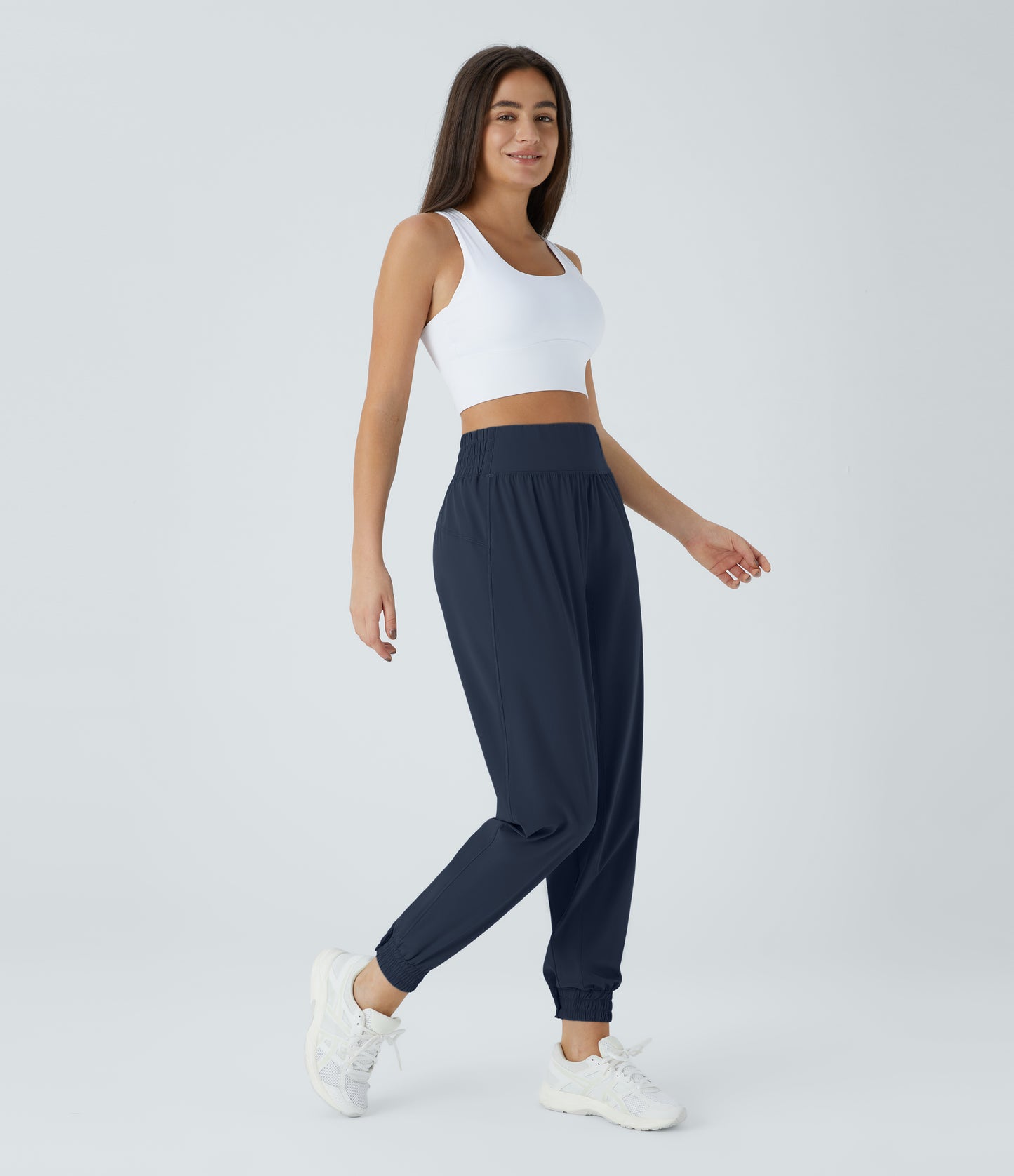 High Waisted Elastic Waistband Hiking Joggers