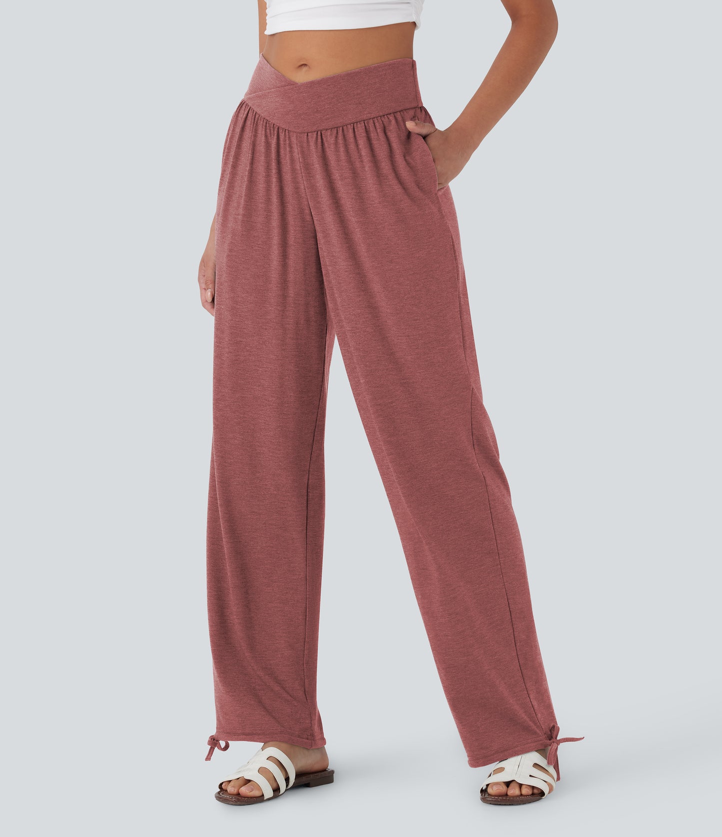 High Waisted Pocket Drawstring Casual Joggers