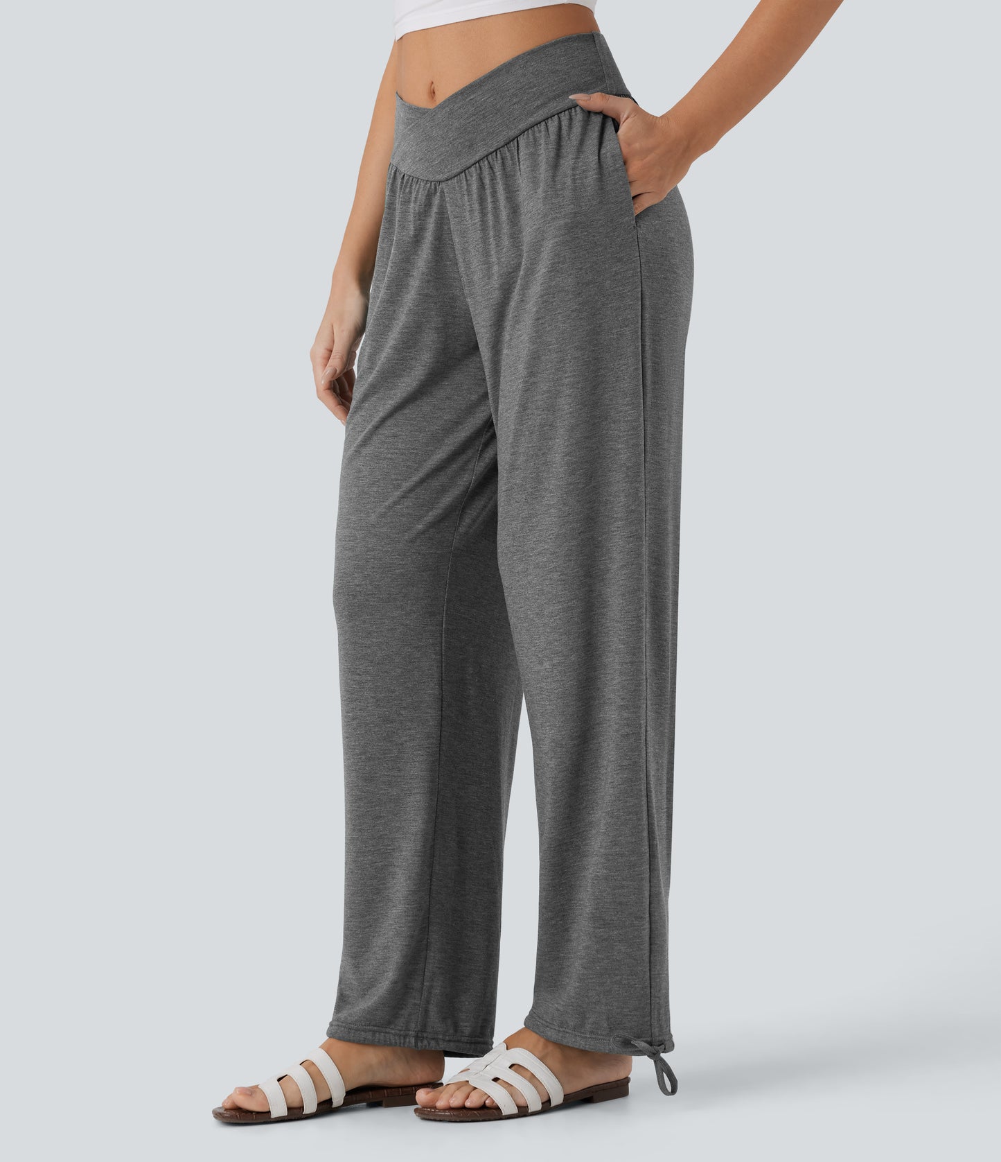 High Waisted Pocket Drawstring Casual Joggers