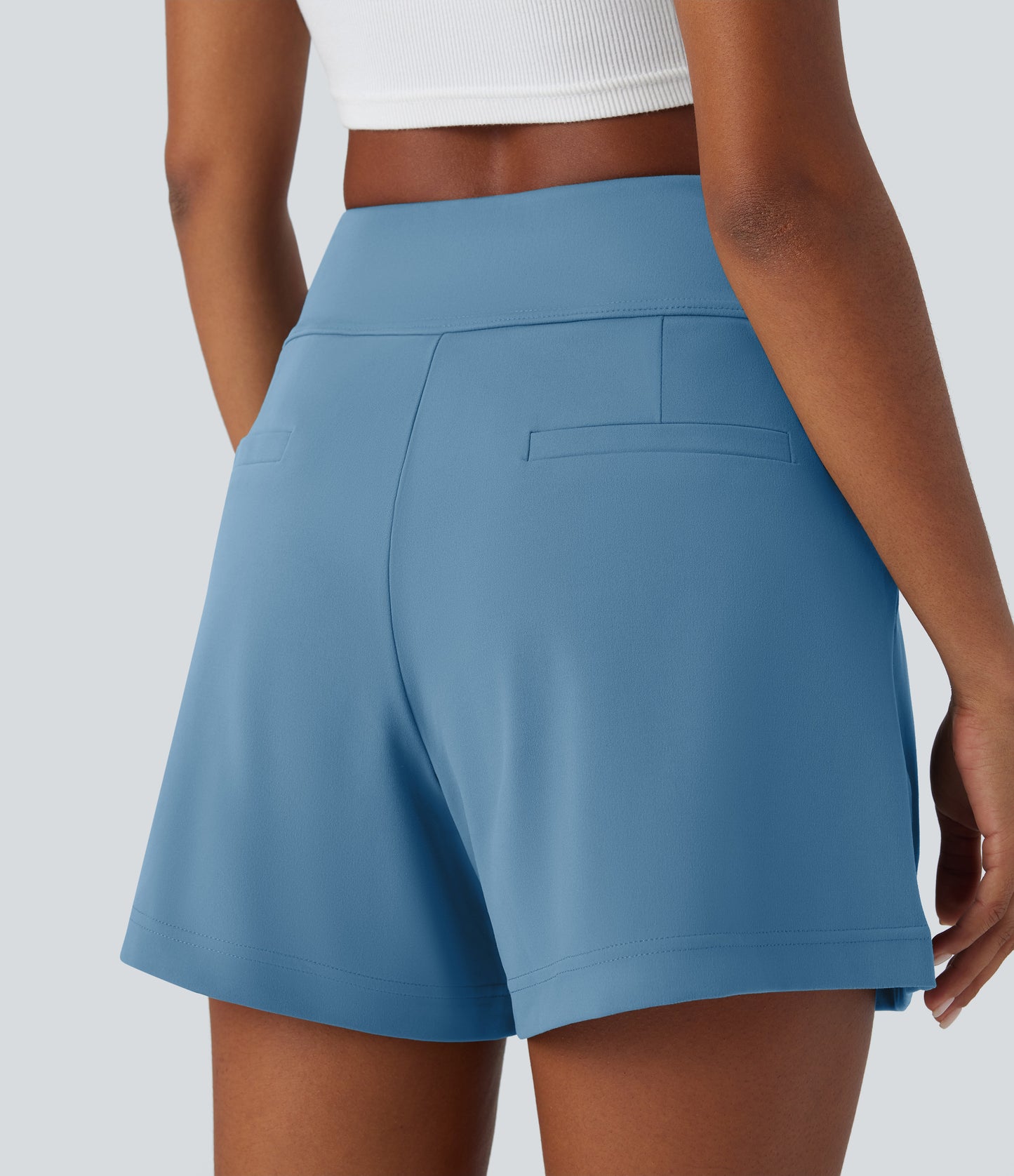 High Waisted Pocket Wide Leg Work Shorts