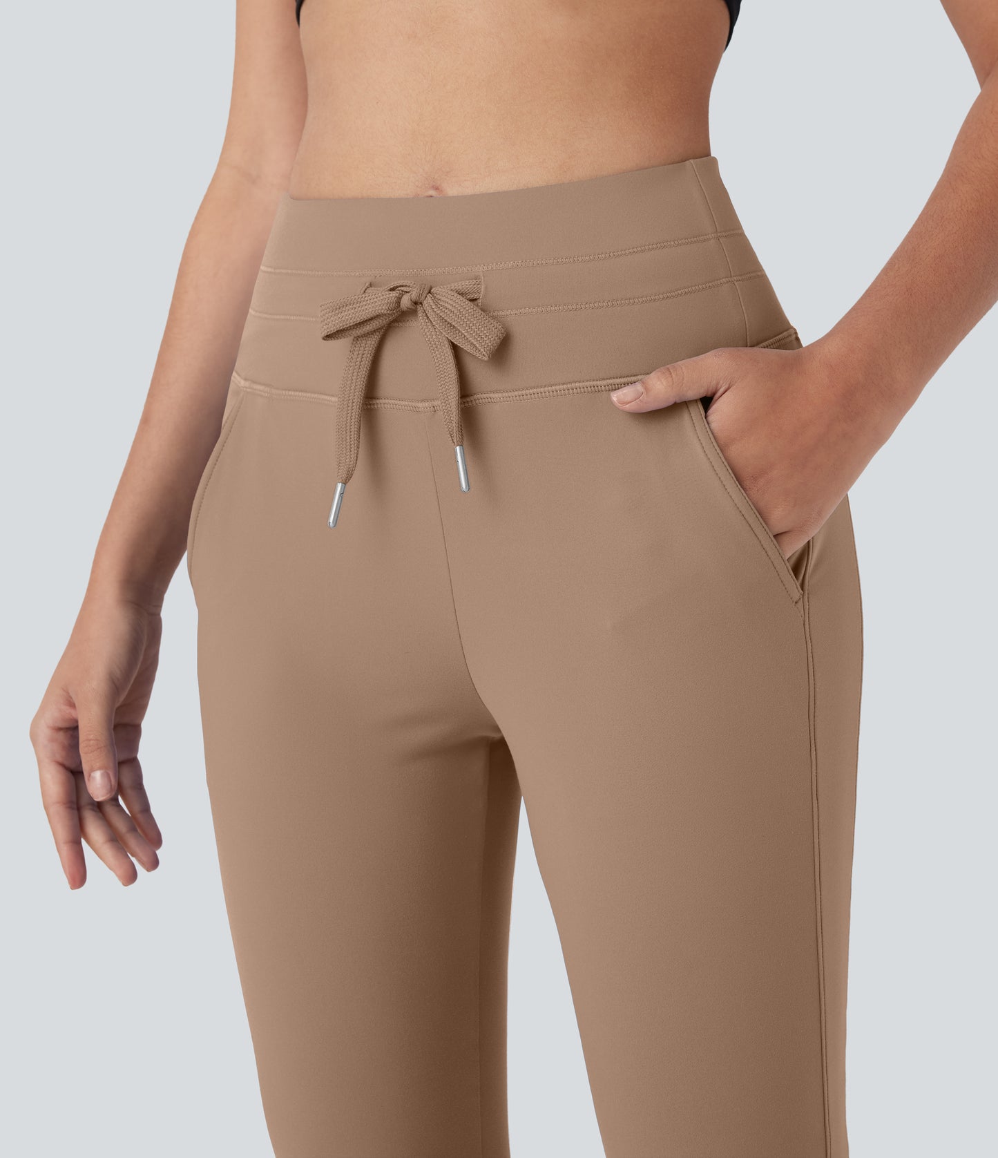 High Waisted Drawstring Pocket Yoga Pedal Pusher Joggers