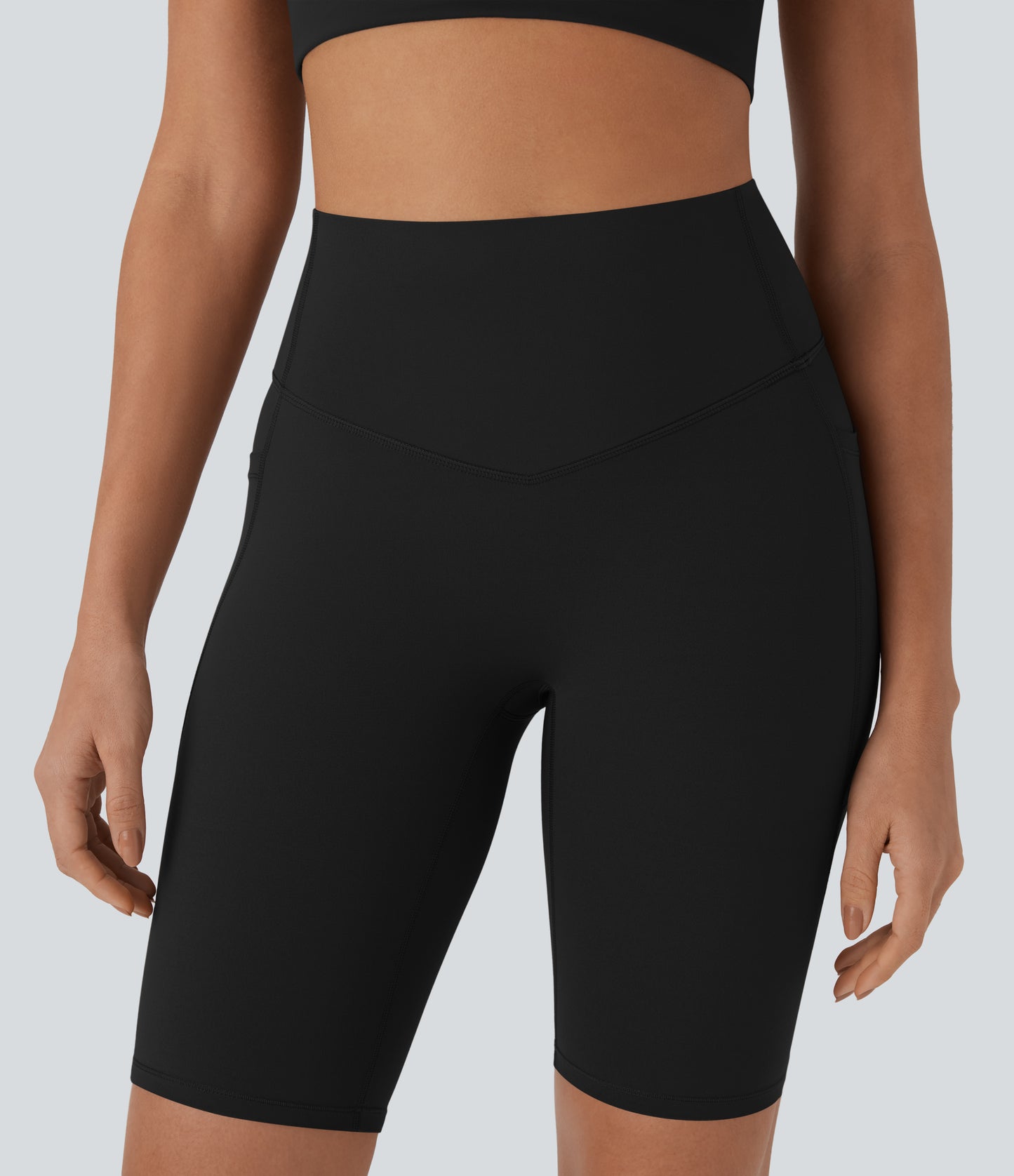 High Waisted Tummy Control Pocket Shaping Training Biker Shorts 9''