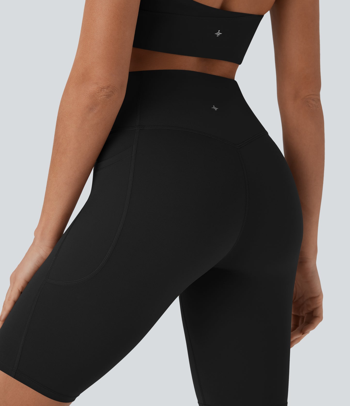 High Waisted Tummy Control Pocket Shaping Training Biker Shorts 9''