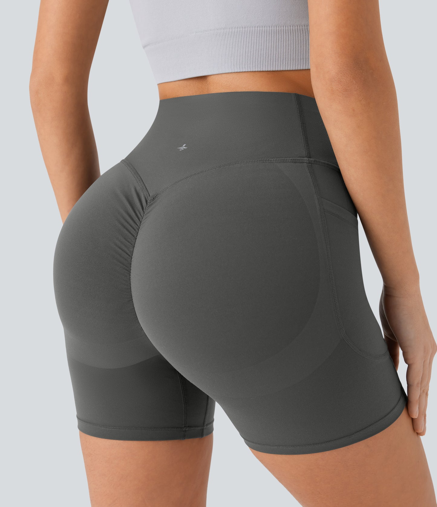 High Waisted Scrunch Butt Lifting Tummy Control Side Pocket Shaping Workout Biker Shorts 5''