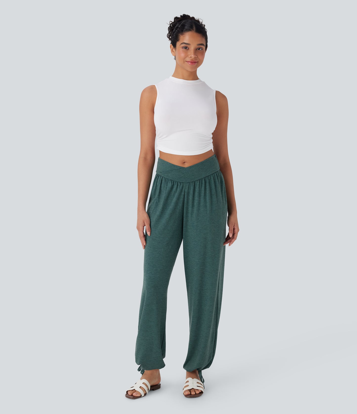 High Waisted Pocket Drawstring Casual Joggers