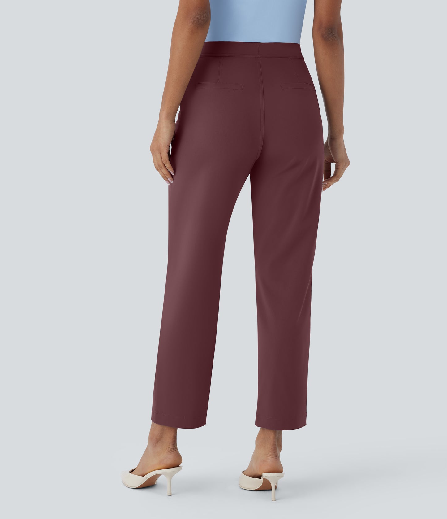 High Waisted Pocket Ankle Length Tapered Work Pants
