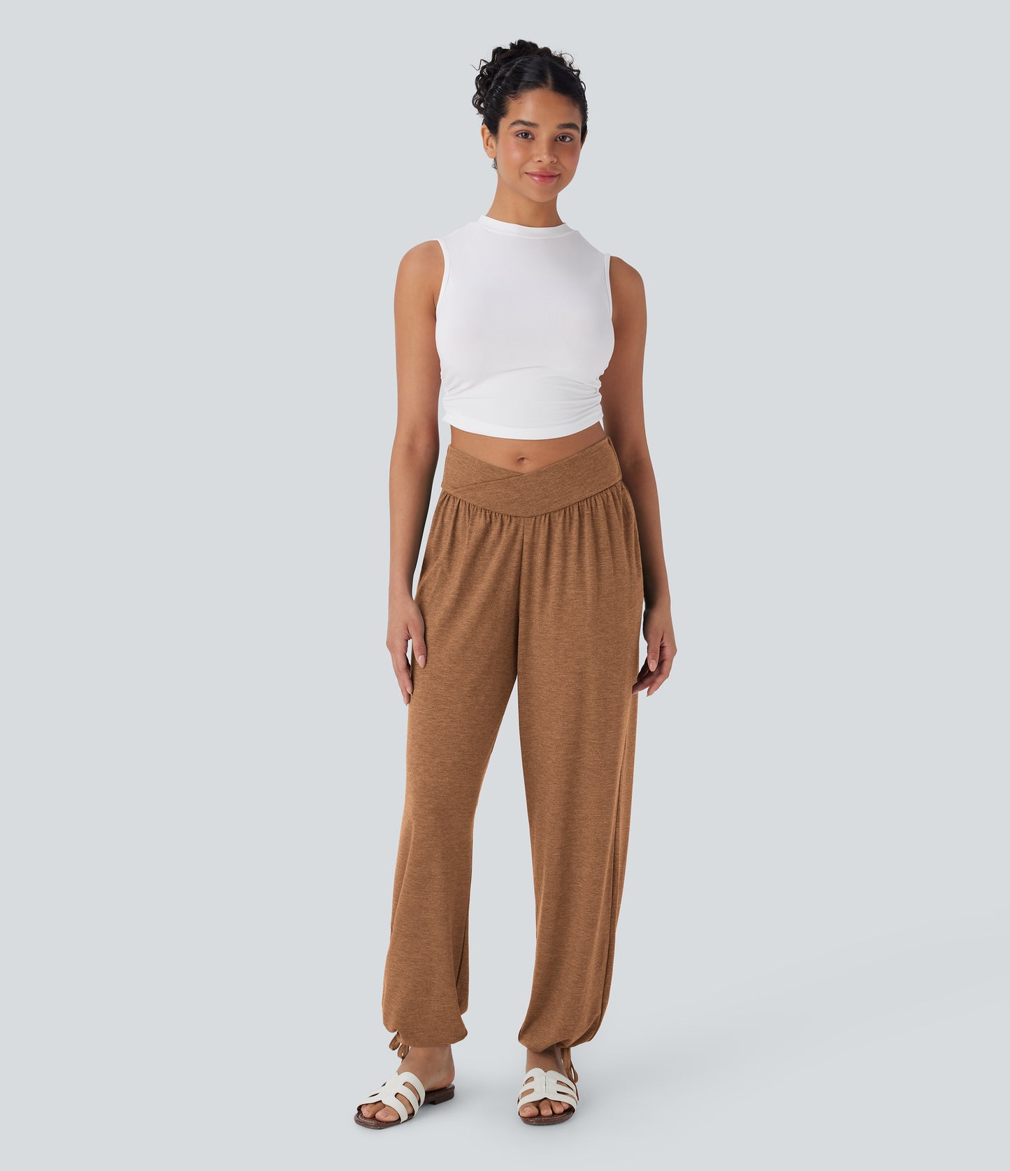 High Waisted Pocket Drawstring Casual Joggers